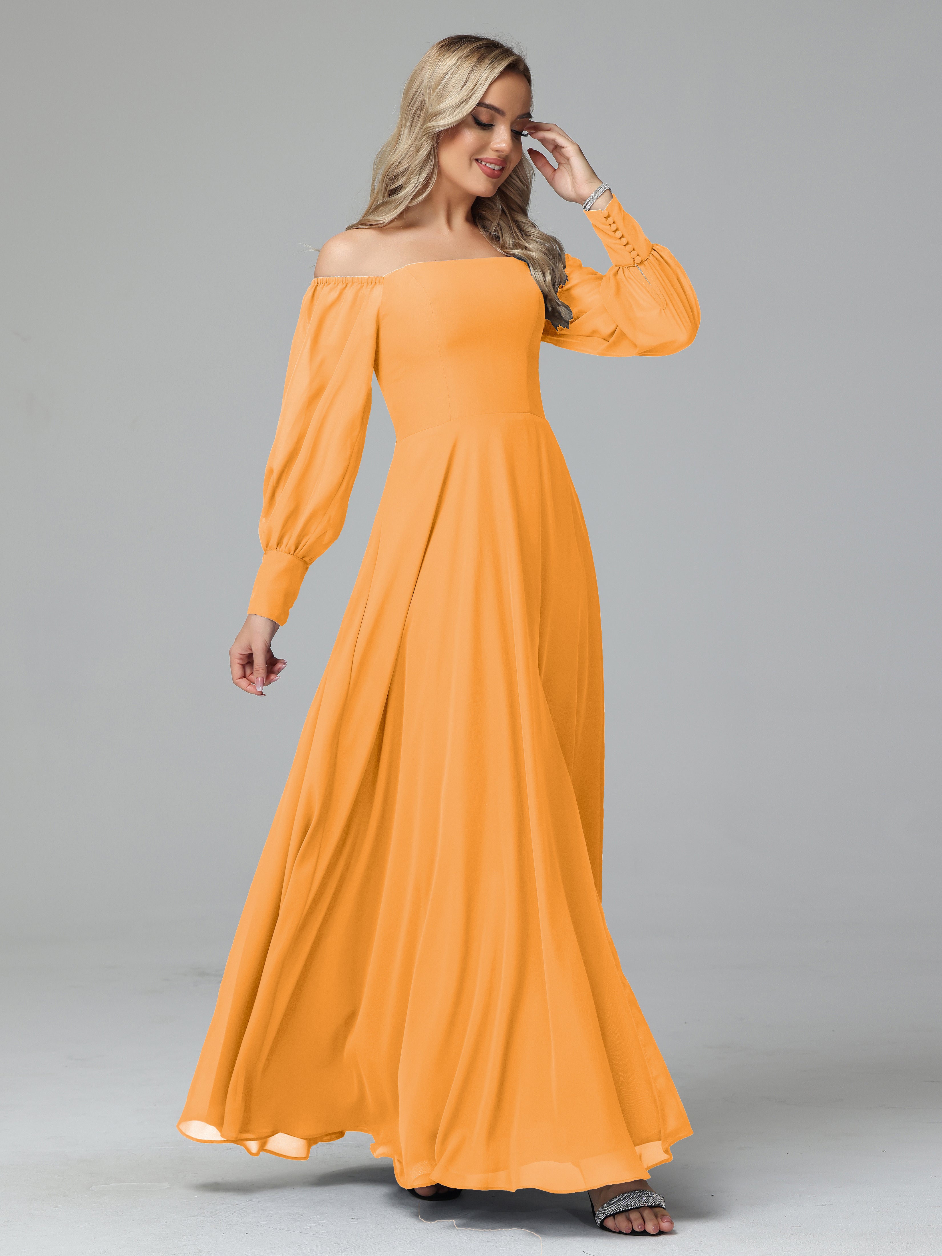 Mirabelle Long Sleeves Off Shoulder Chiffon Bridesmaid Dresses