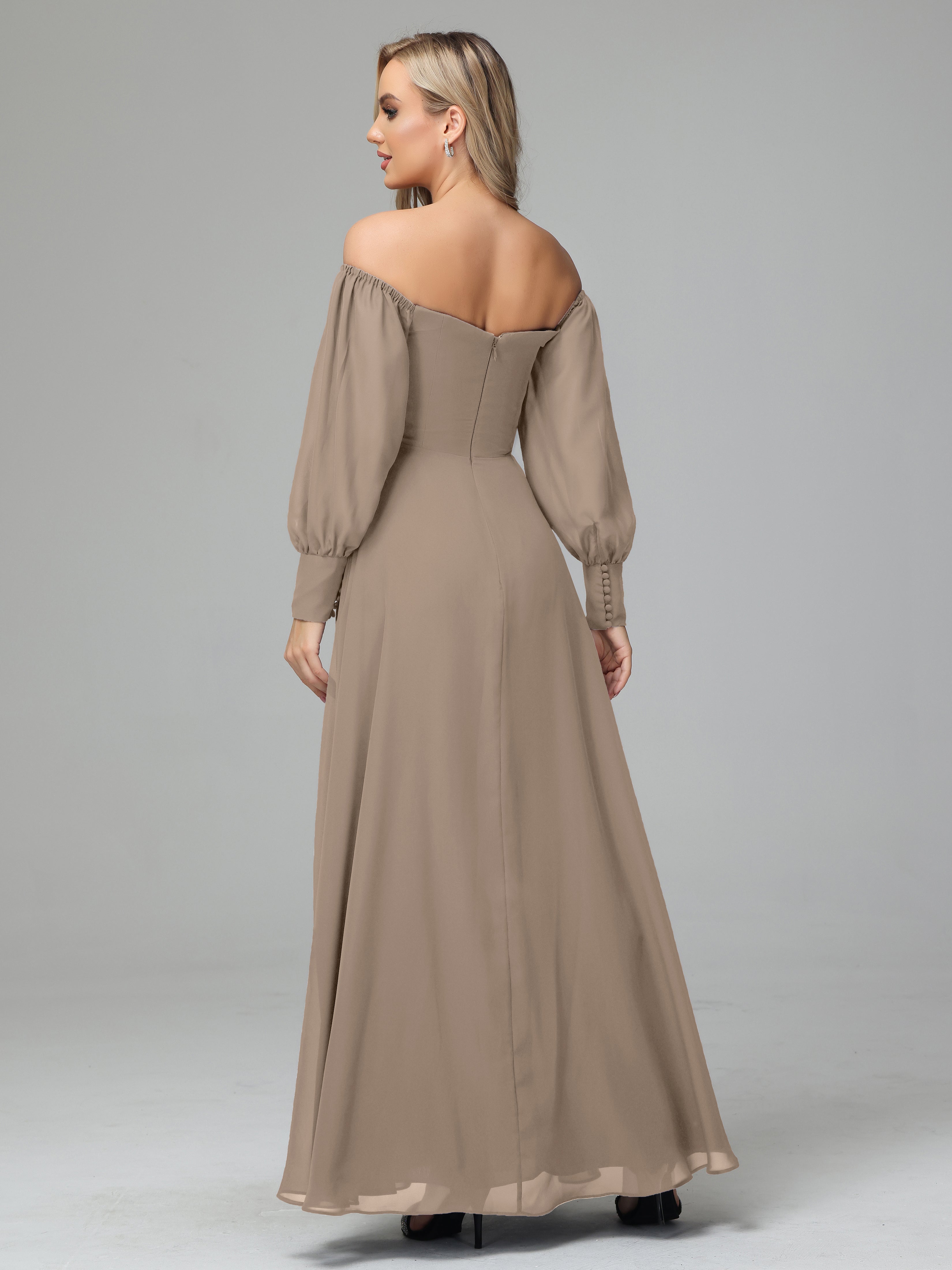 Mirabelle Long Sleeves Off Shoulder Chiffon Bridesmaid Dresses