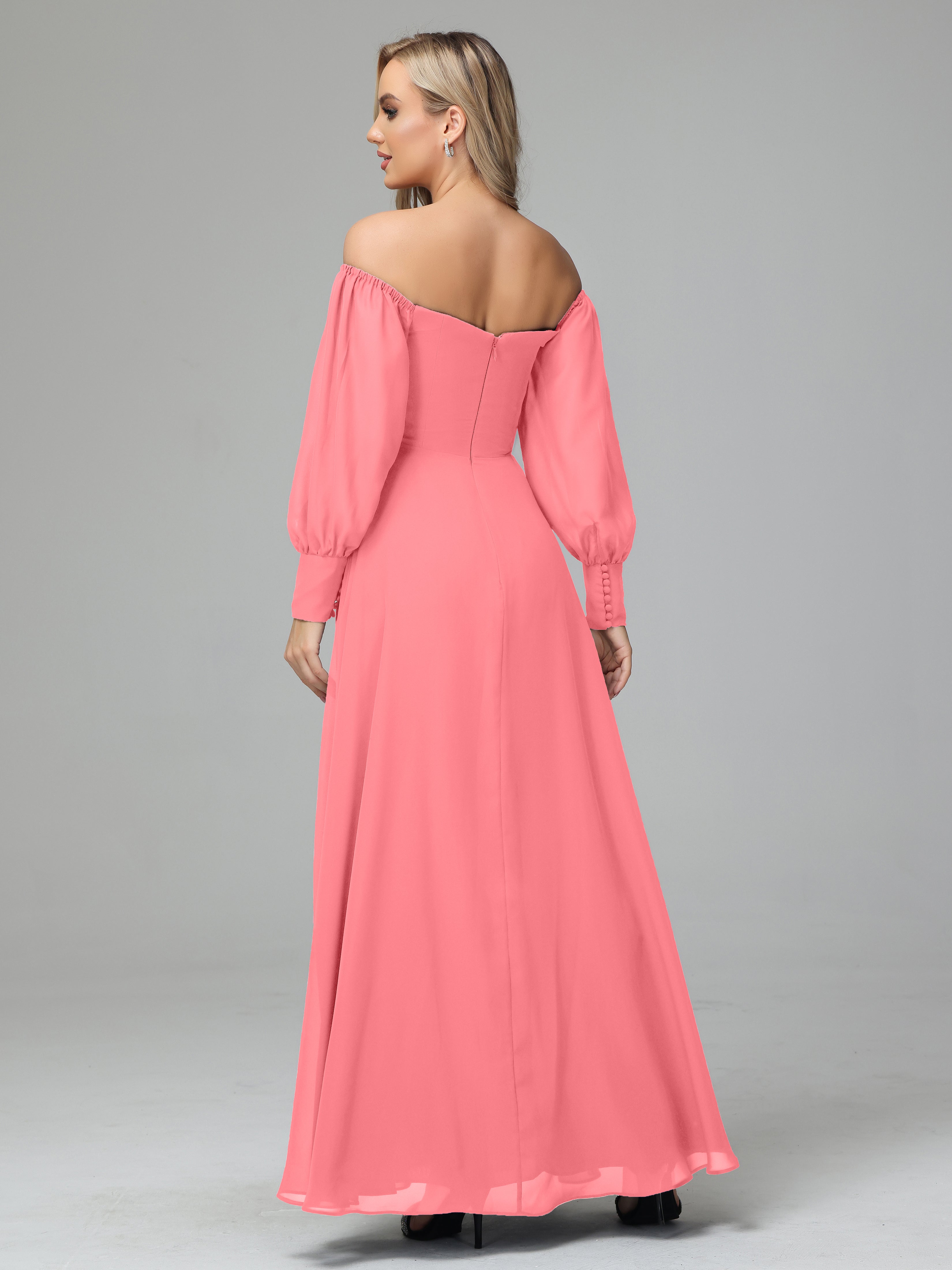 Mirabelle Long Sleeves Off Shoulder Chiffon Bridesmaid Dresses