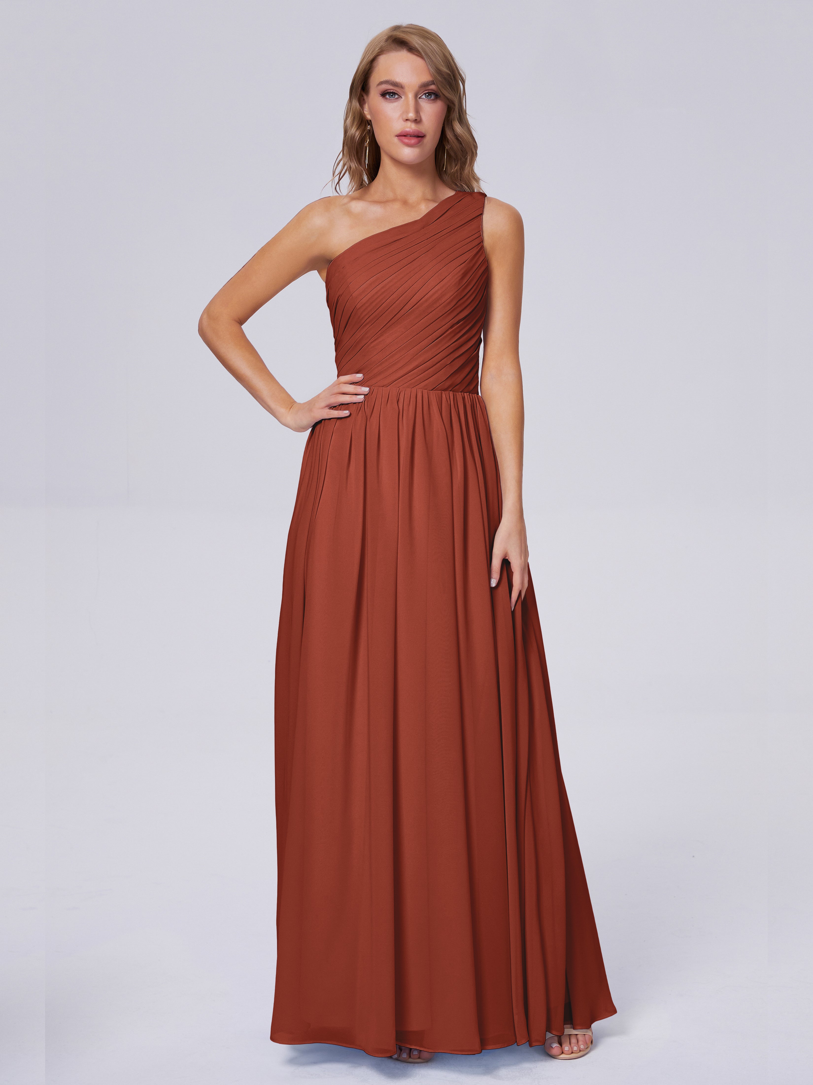 Bridesmaid Dresses Rust Orange Paige One Shoulder Chiffon Bridesmaid D