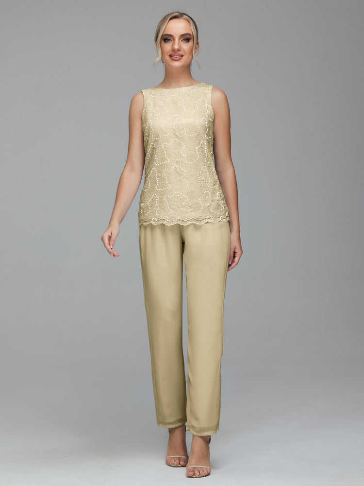 3 Pieces Chiffon Mother of Bride Dress Pant Suits | Cicinia