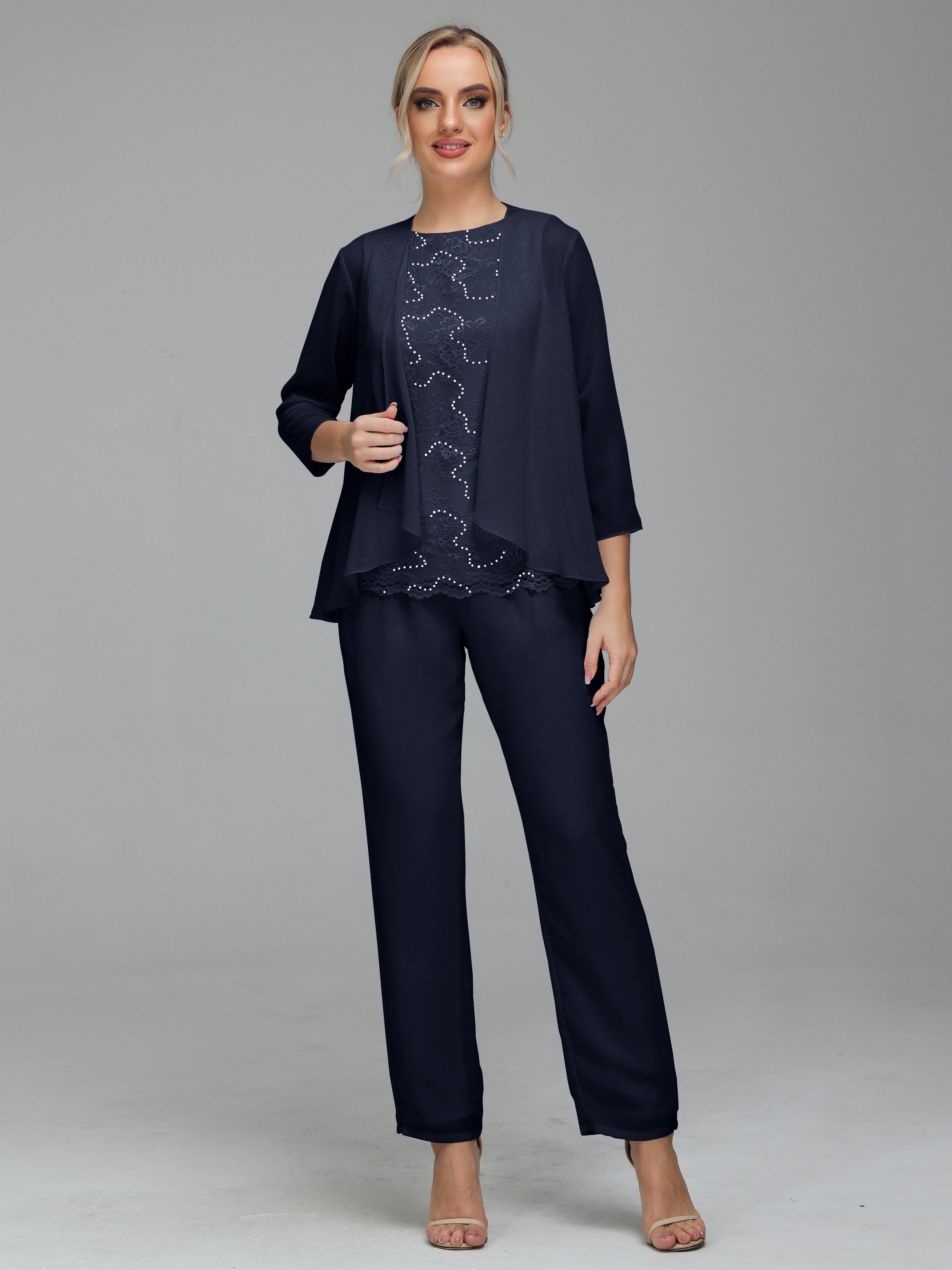 Pantsuit Separates Floor length Chiffon Mother of the Bride Dress