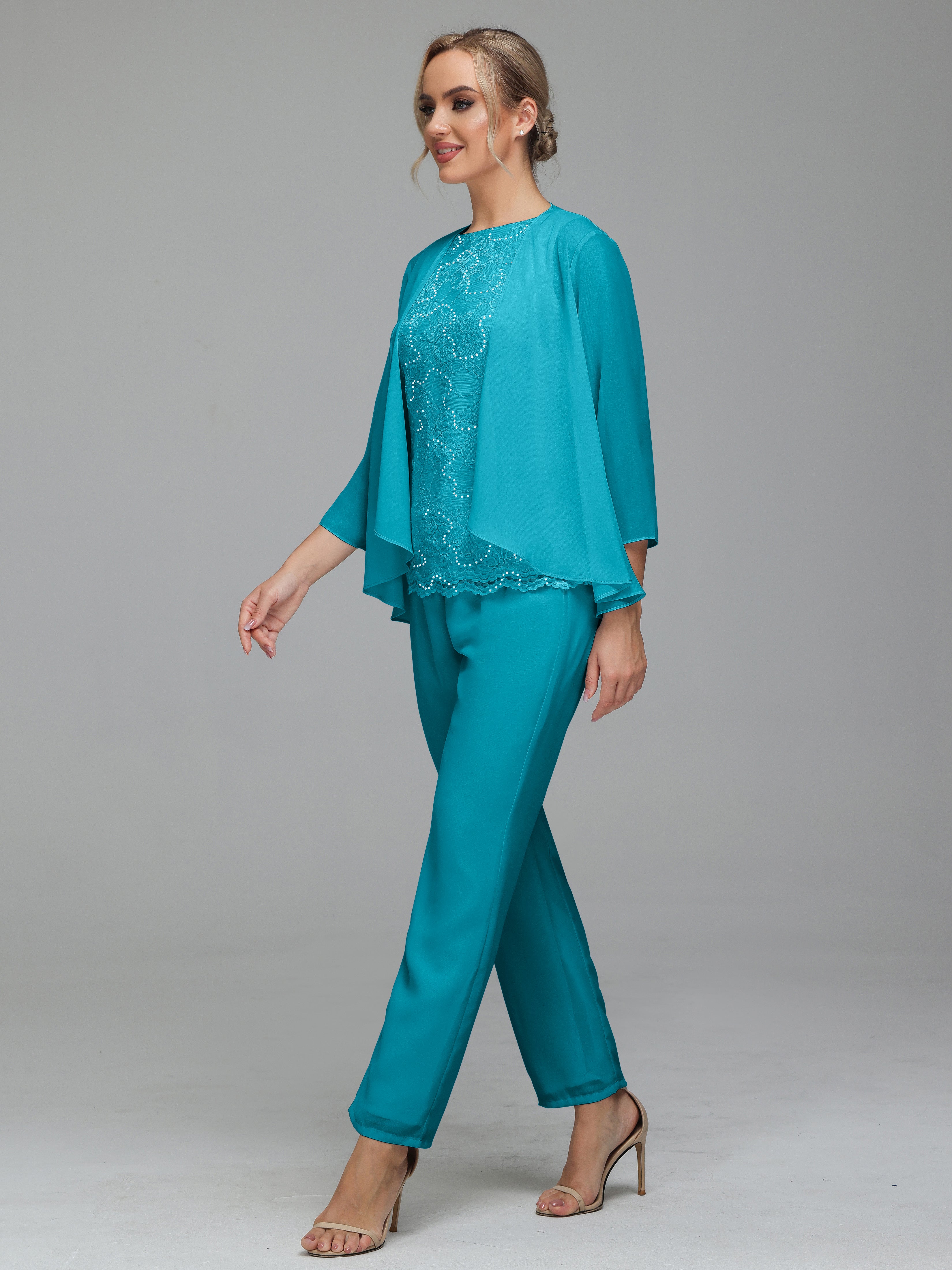 Pantsuit Separates Floor length Chiffon Mother of the Bride Dress