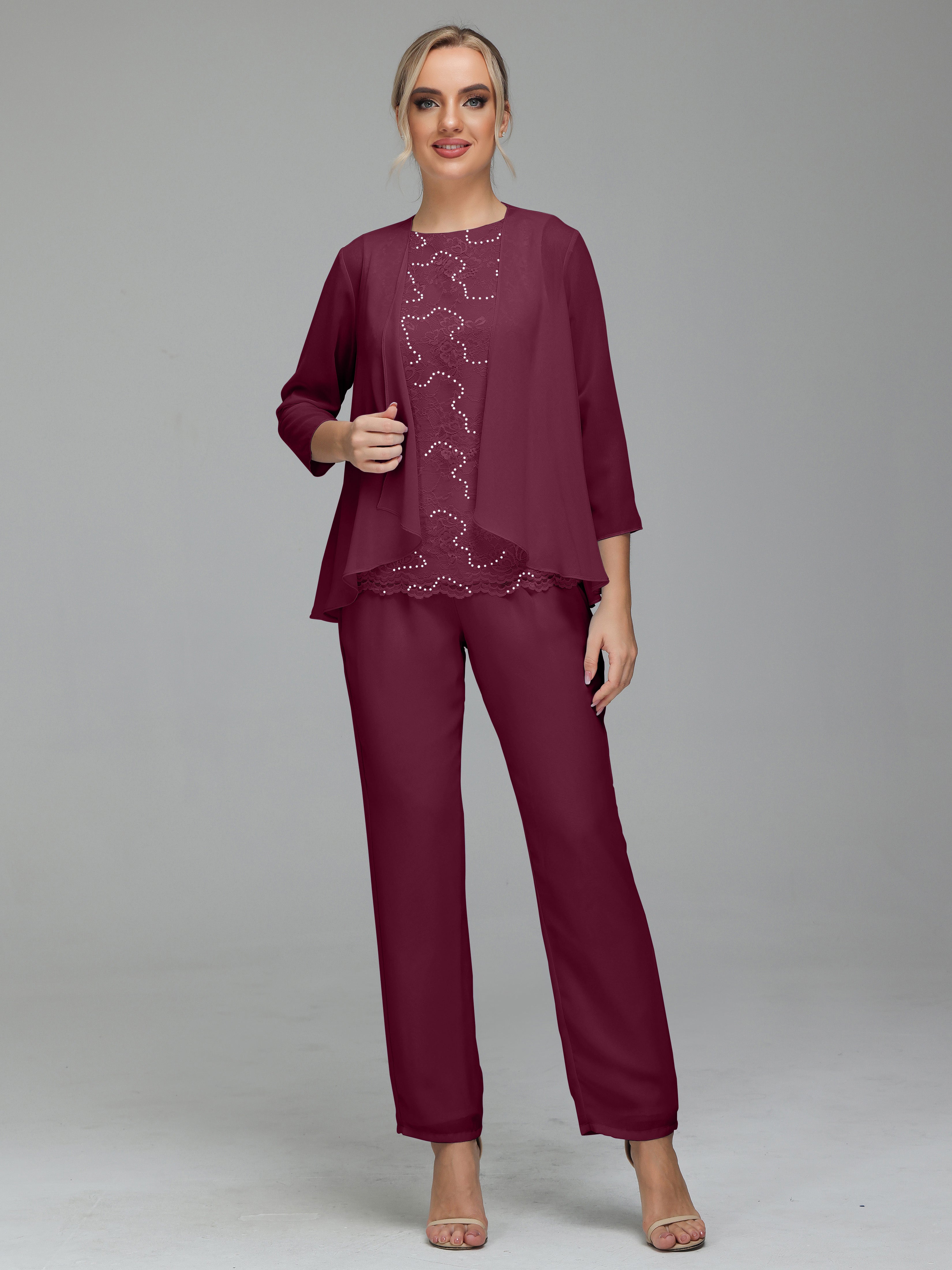 Pantsuit Separates Floor length Chiffon Mother of the Bride Dress