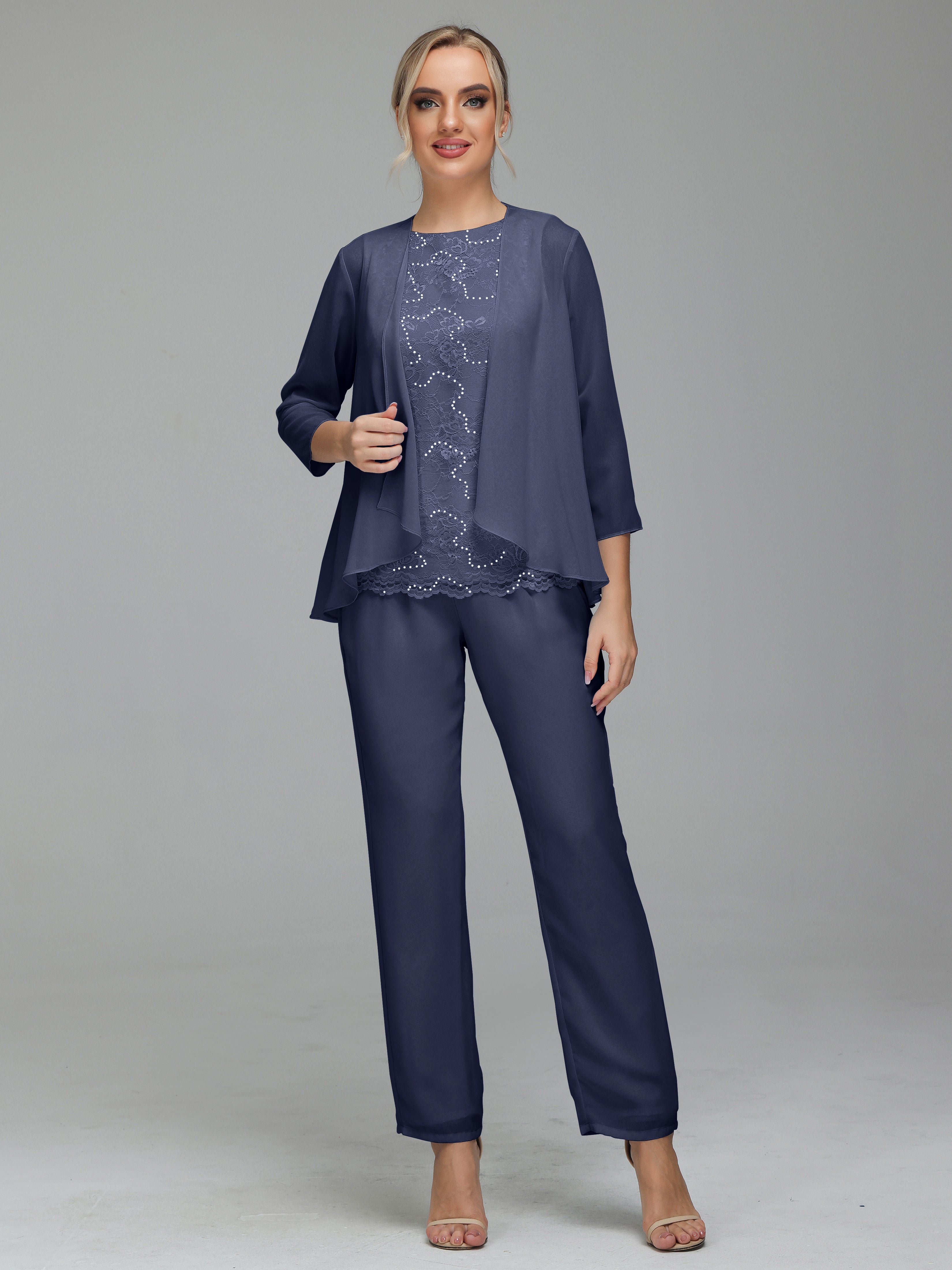 Pantsuit Separates Floor length Chiffon Mother of the Bride Dress