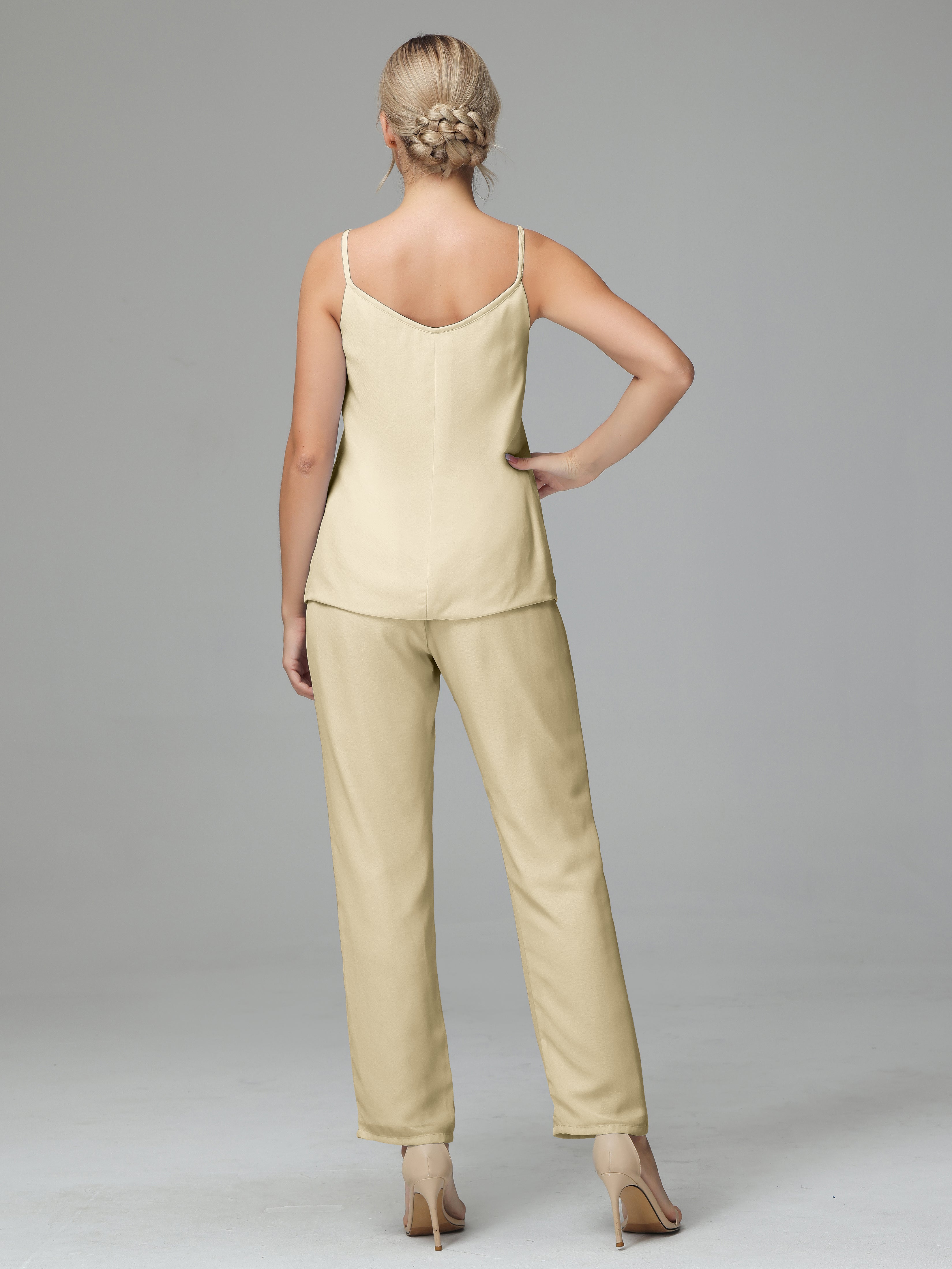 Pantsuit Separates Scoop Floor-Length Chiffon Mother of the Bride Dress