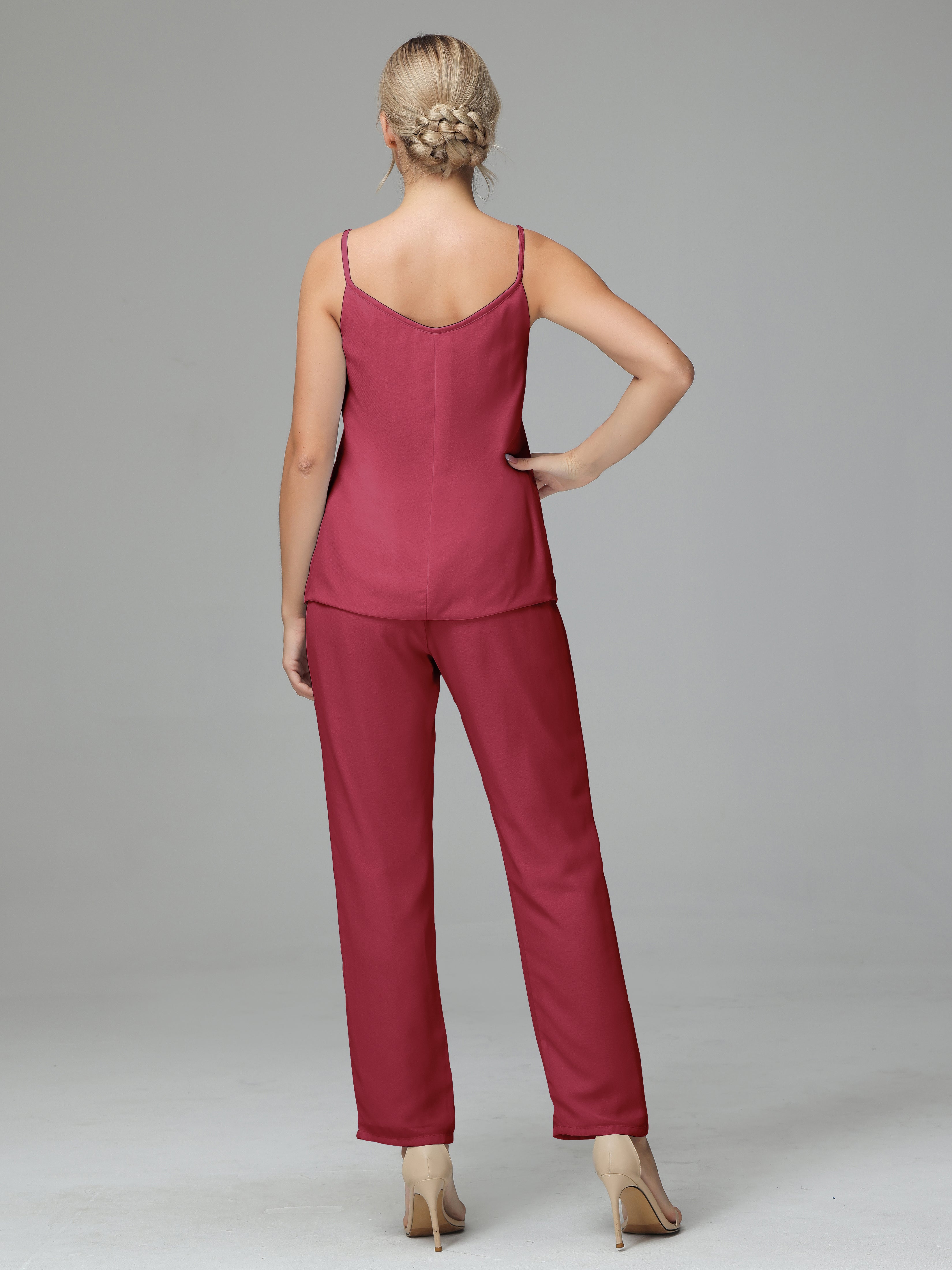 Pantsuit Separates Scoop Floor-Length Chiffon Mother of the Bride Dress