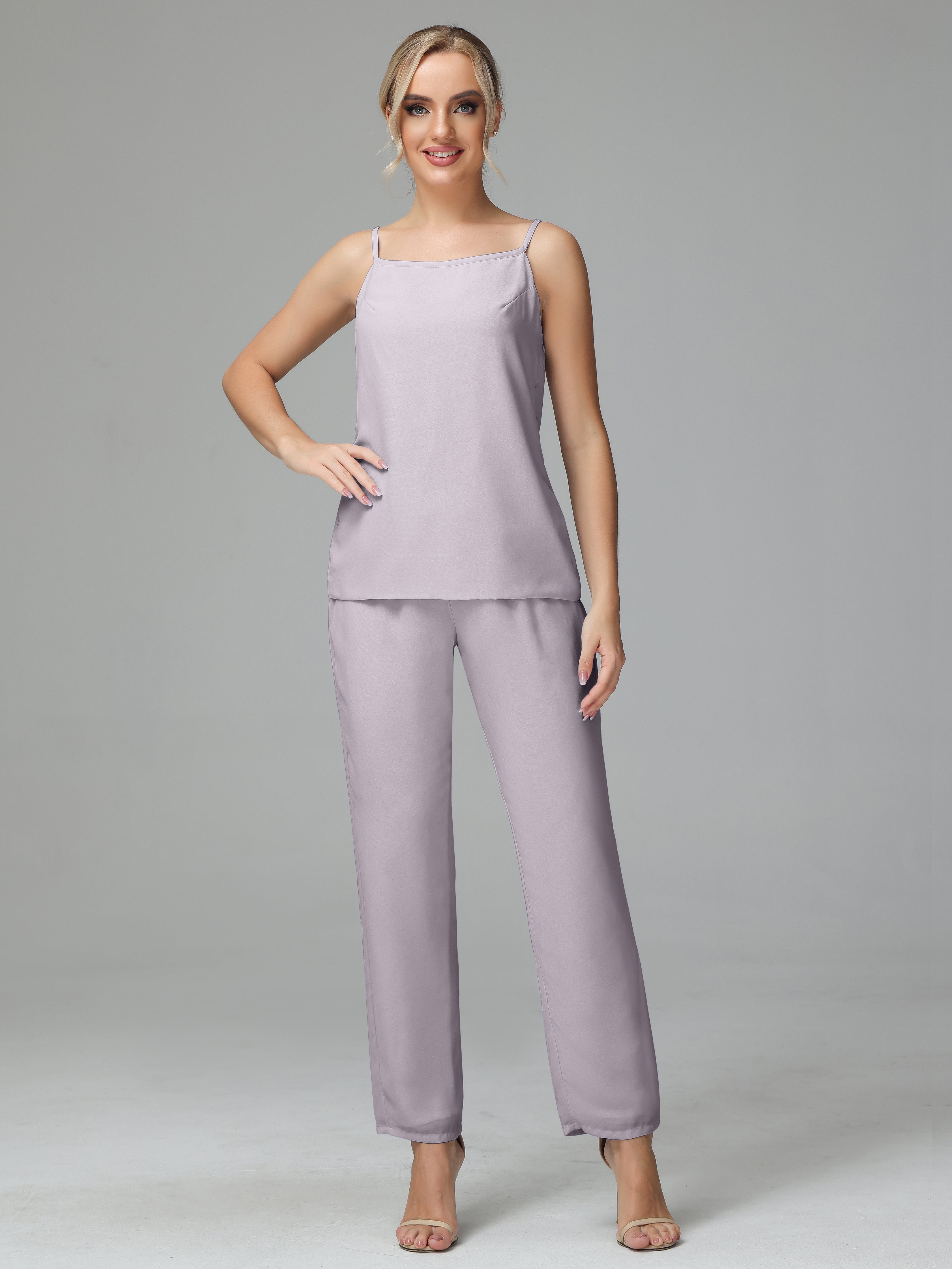 Pantsuit Separates Scoop Floor-Length Chiffon Mother of the Bride Dress