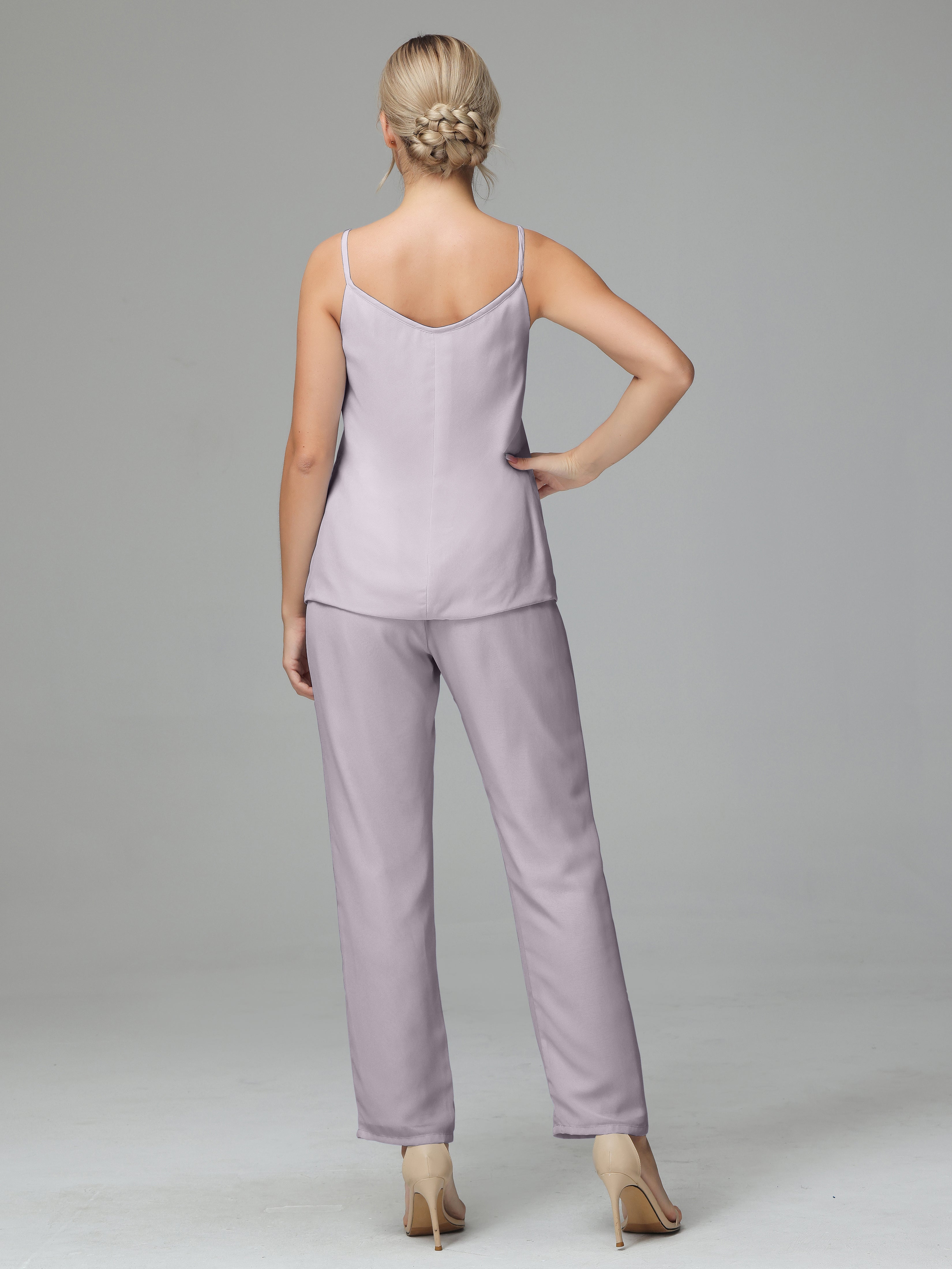 Pantsuit Separates Scoop Floor-Length Chiffon Mother of the Bride Dress