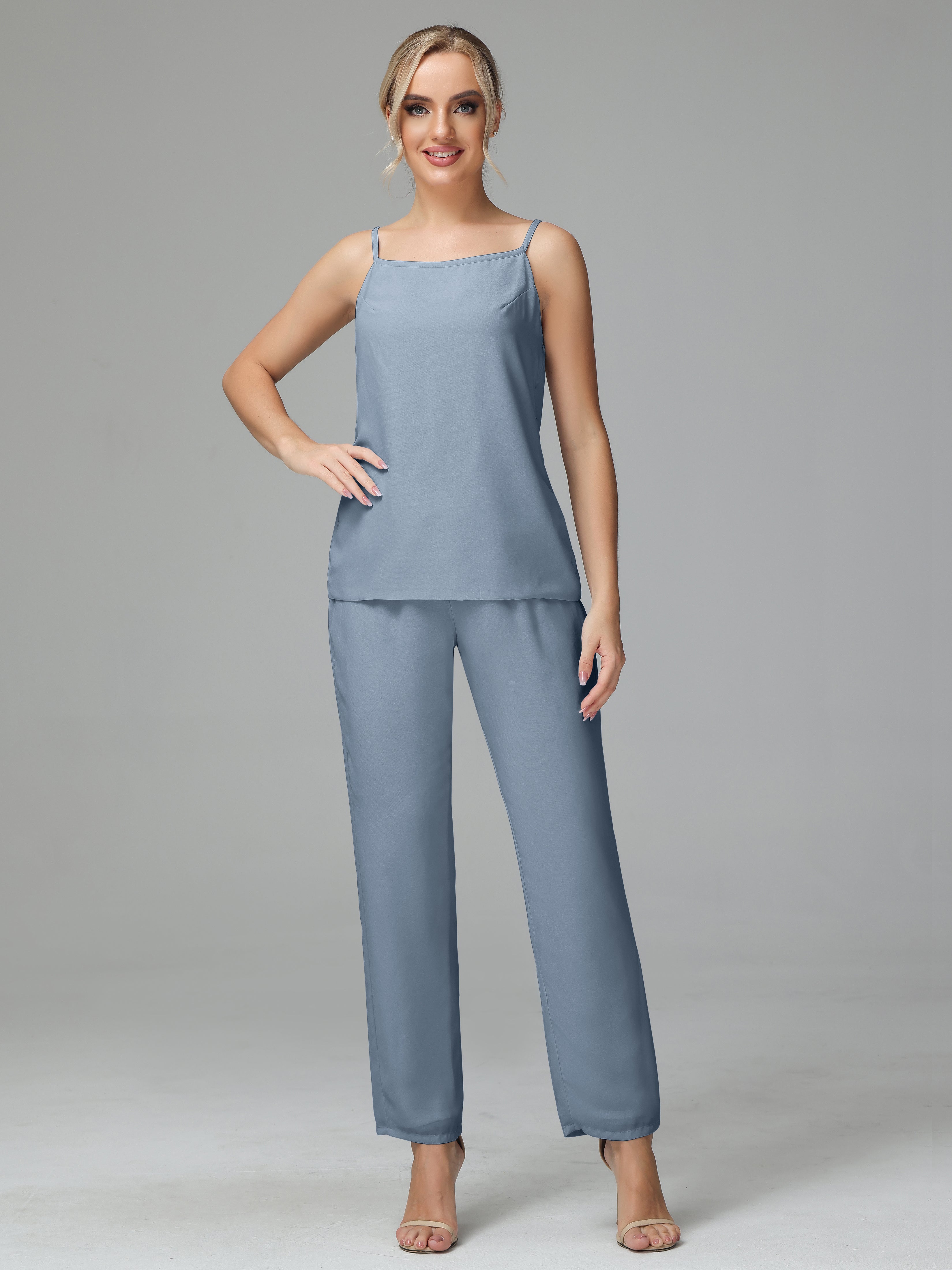 Pantsuit Separates Scoop Floor-Length Chiffon Mother of the Bride Dress