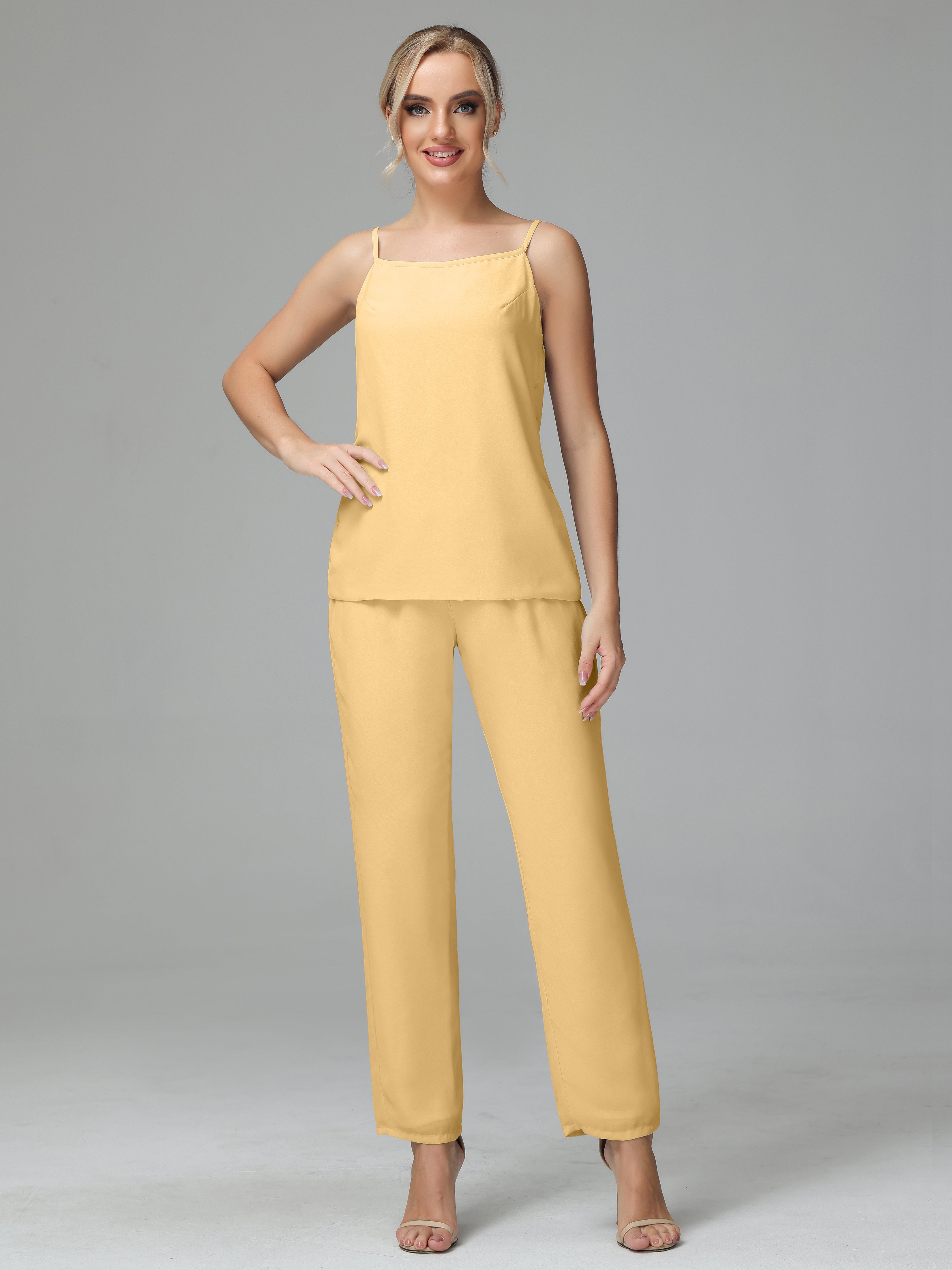 Pantsuit Separates Scoop Floor-Length Chiffon Mother of the Bride Dress