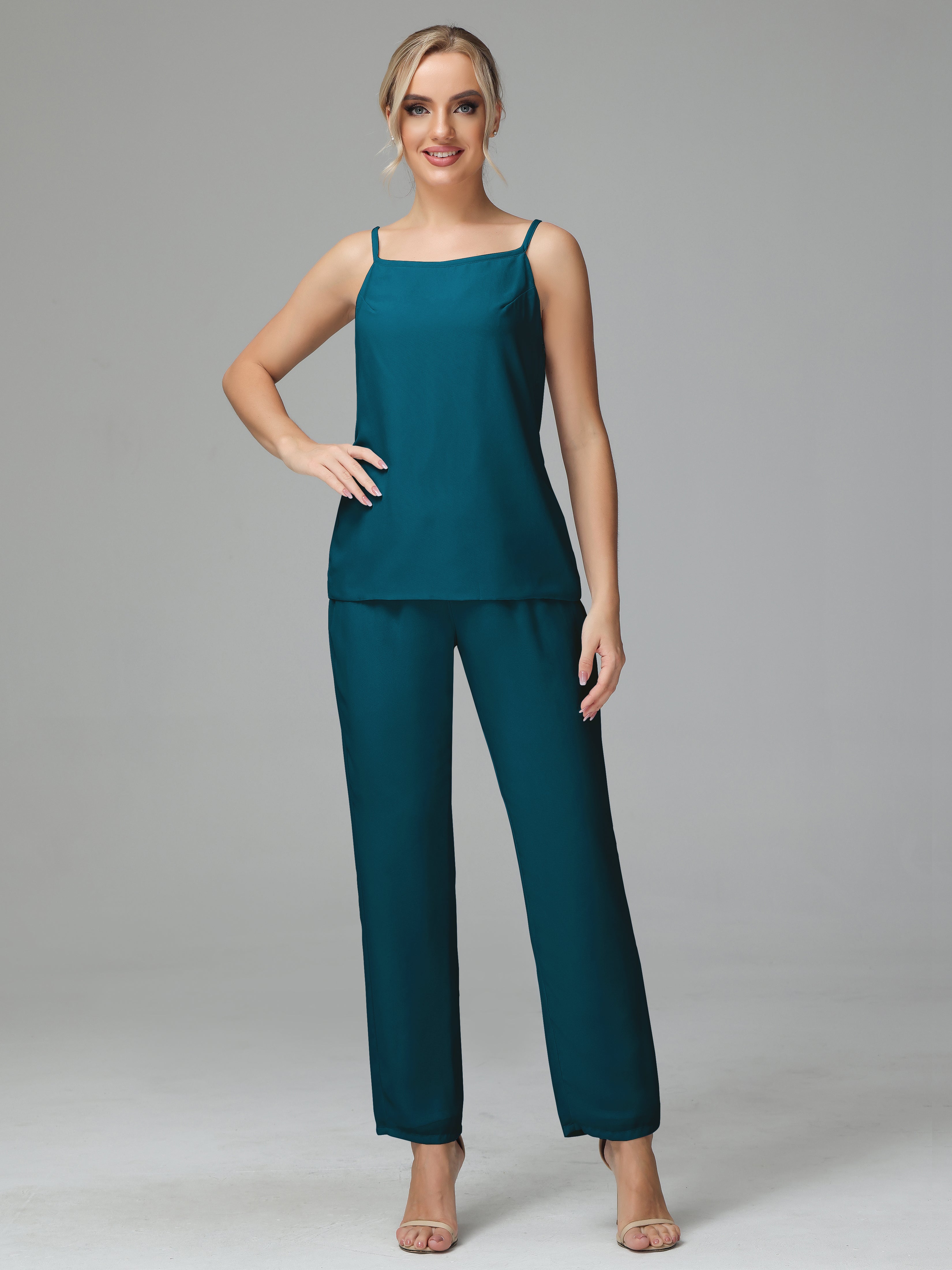 Pantsuit Separates Scoop Floor-Length Chiffon Mother of the Bride Dress