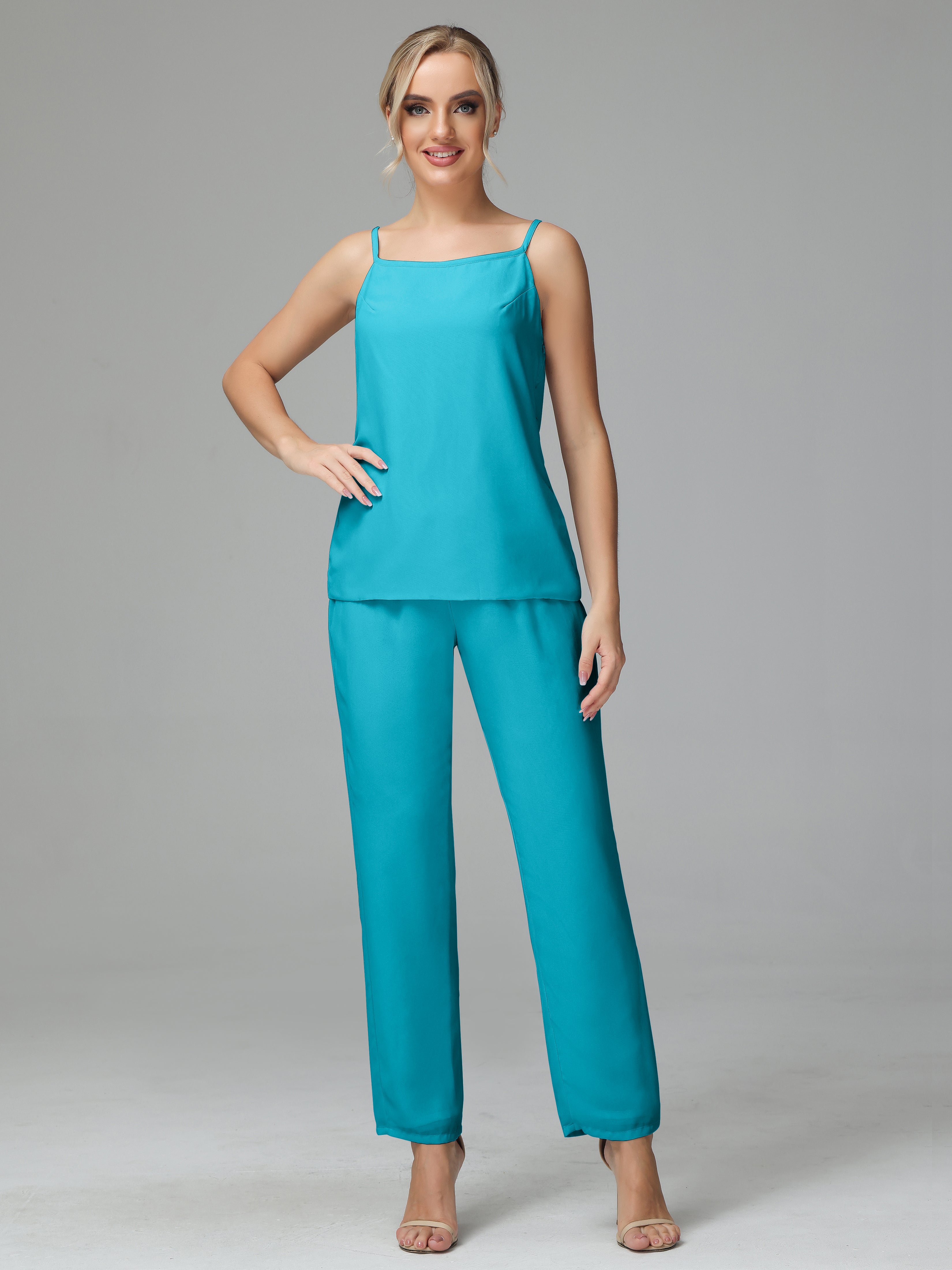 Pantsuit Separates Scoop Floor-Length Chiffon Mother of the Bride Dress