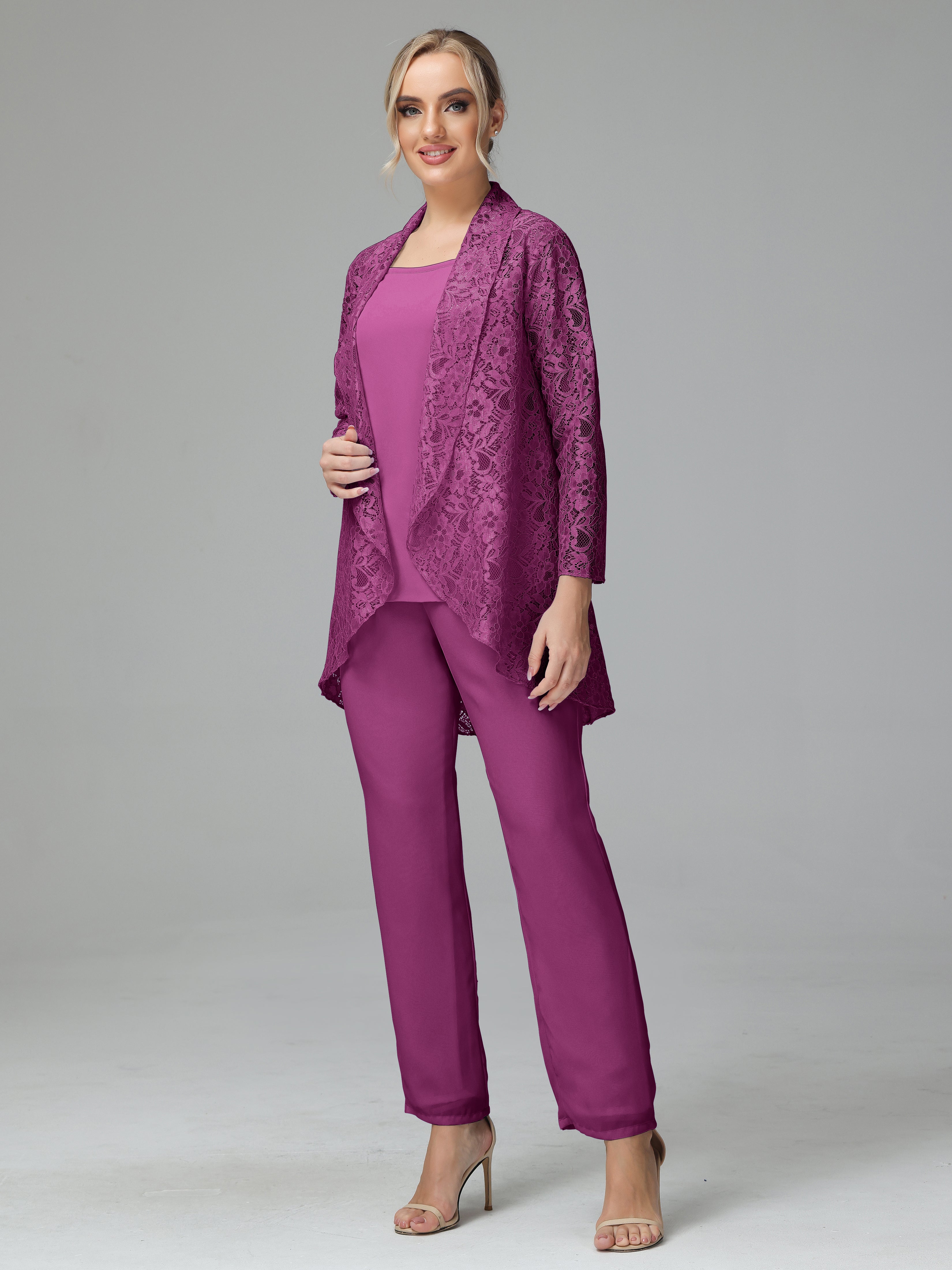 Pantsuit Separates Scoop Floor-Length Chiffon Mother of the Bride Dress