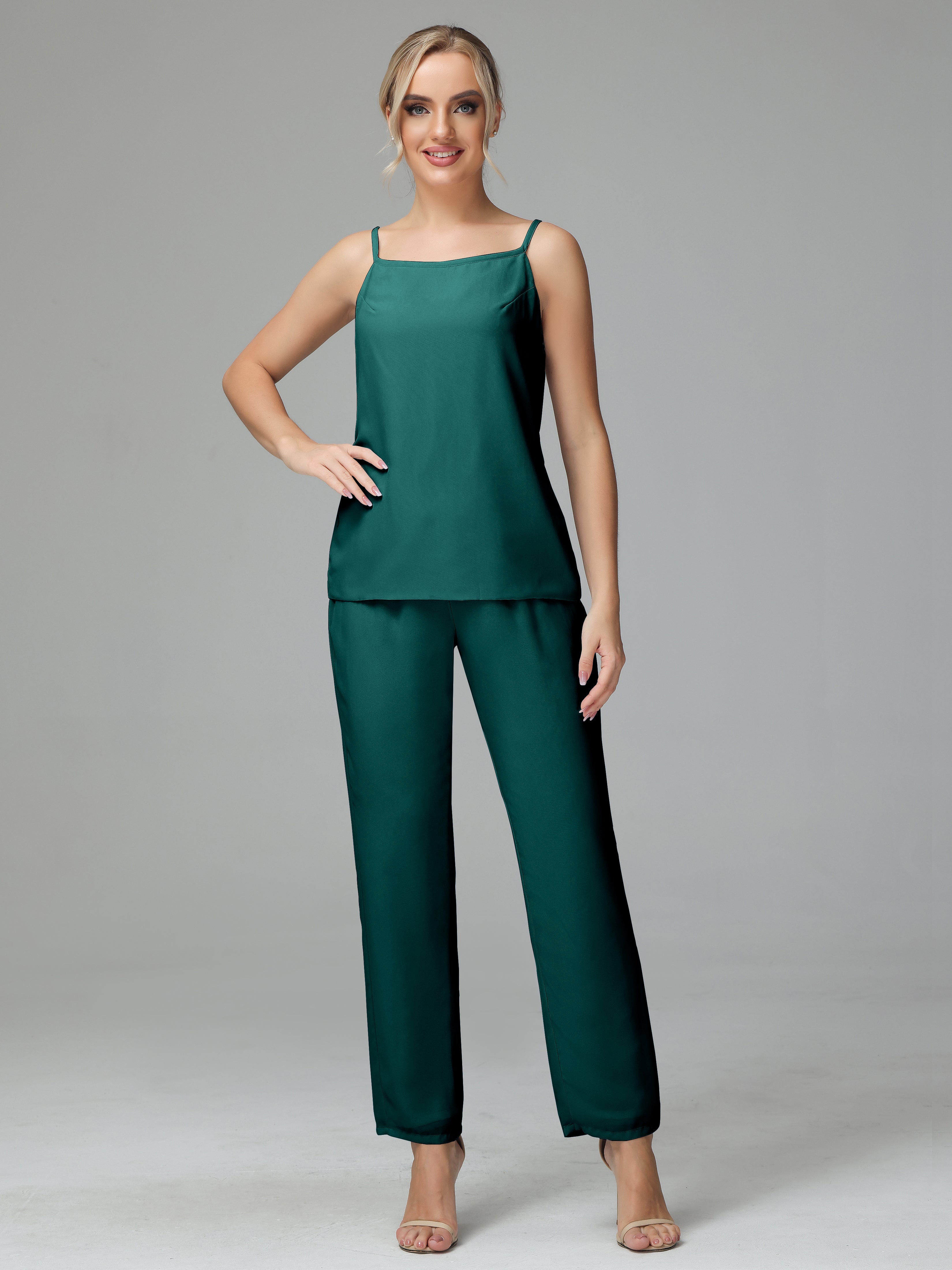 Pantsuit Separates Scoop Floor-Length Chiffon Mother of the Bride Dress