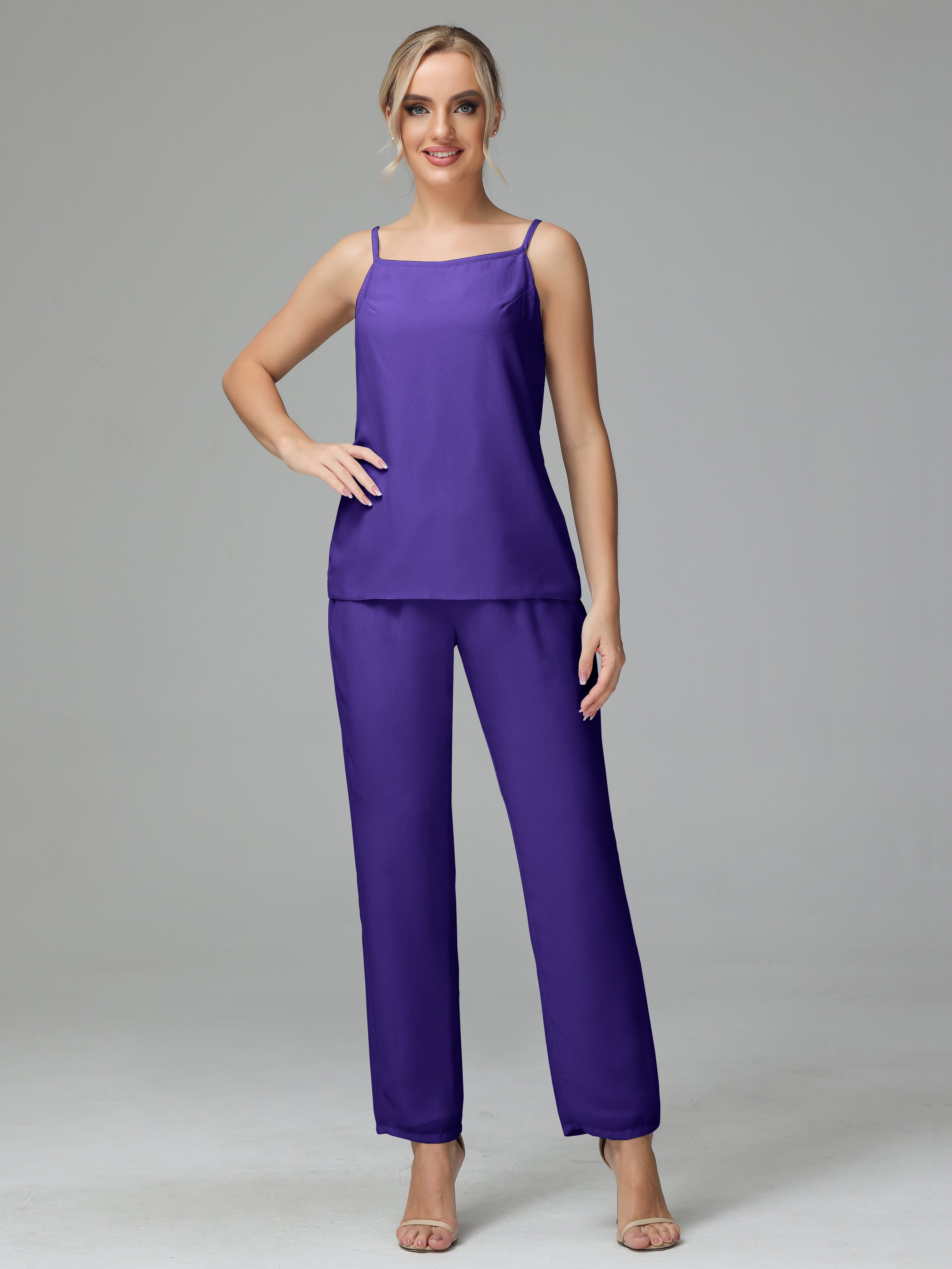 Pantsuit Separates Scoop Floor-Length Chiffon Mother of the Bride Dress