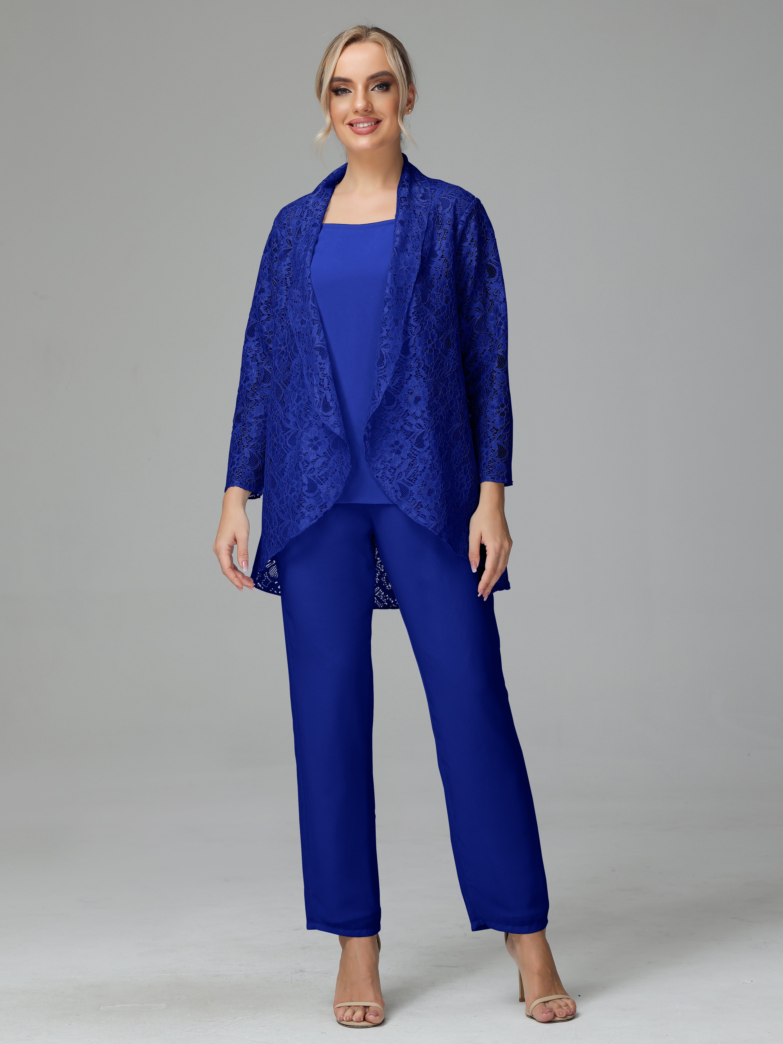 Pantsuit Separates Scoop Floor-Length Chiffon Mother of the Bride Dress