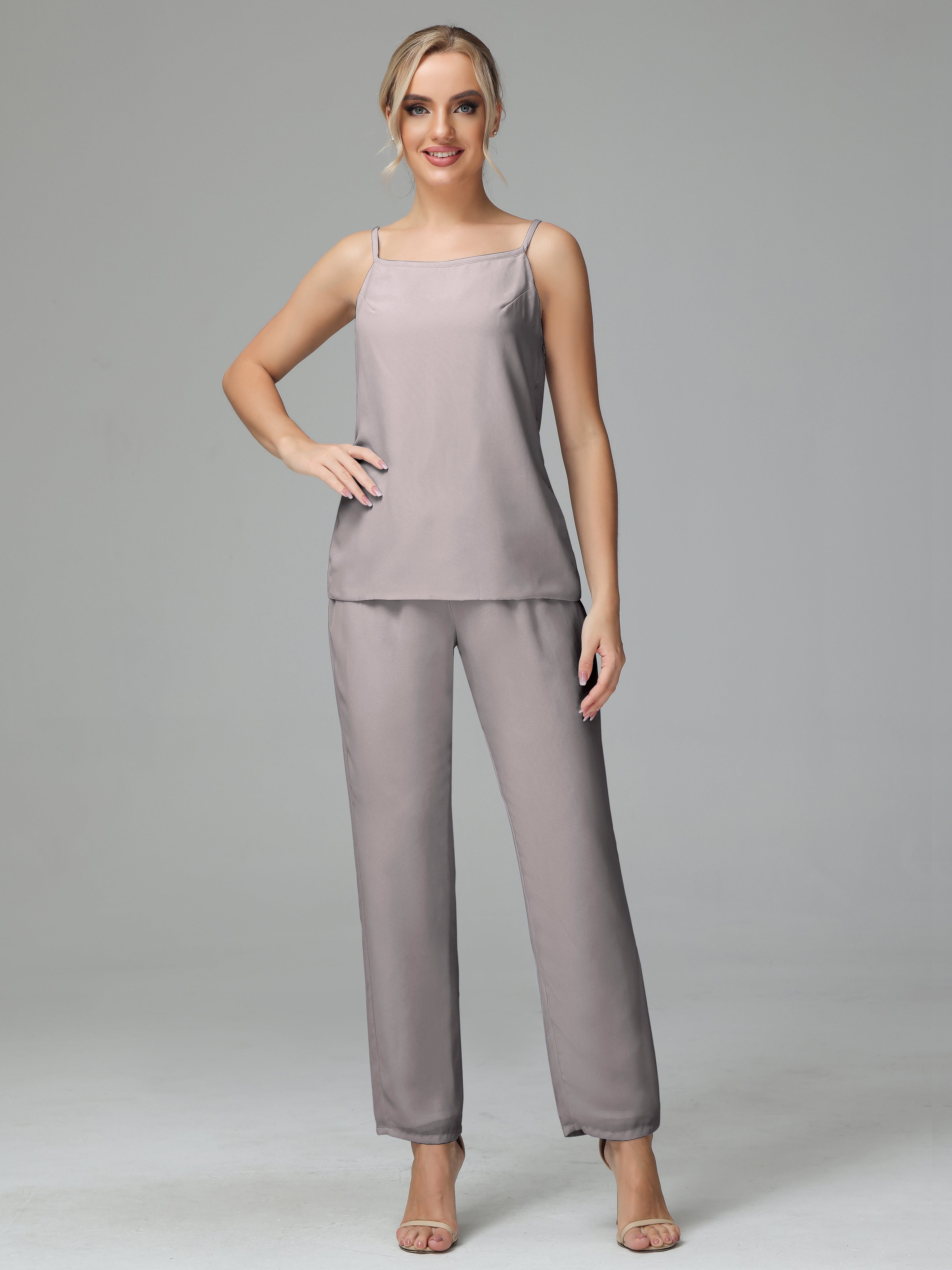 Pantsuit Separates Scoop Floor-Length Chiffon Mother of the Bride Dress