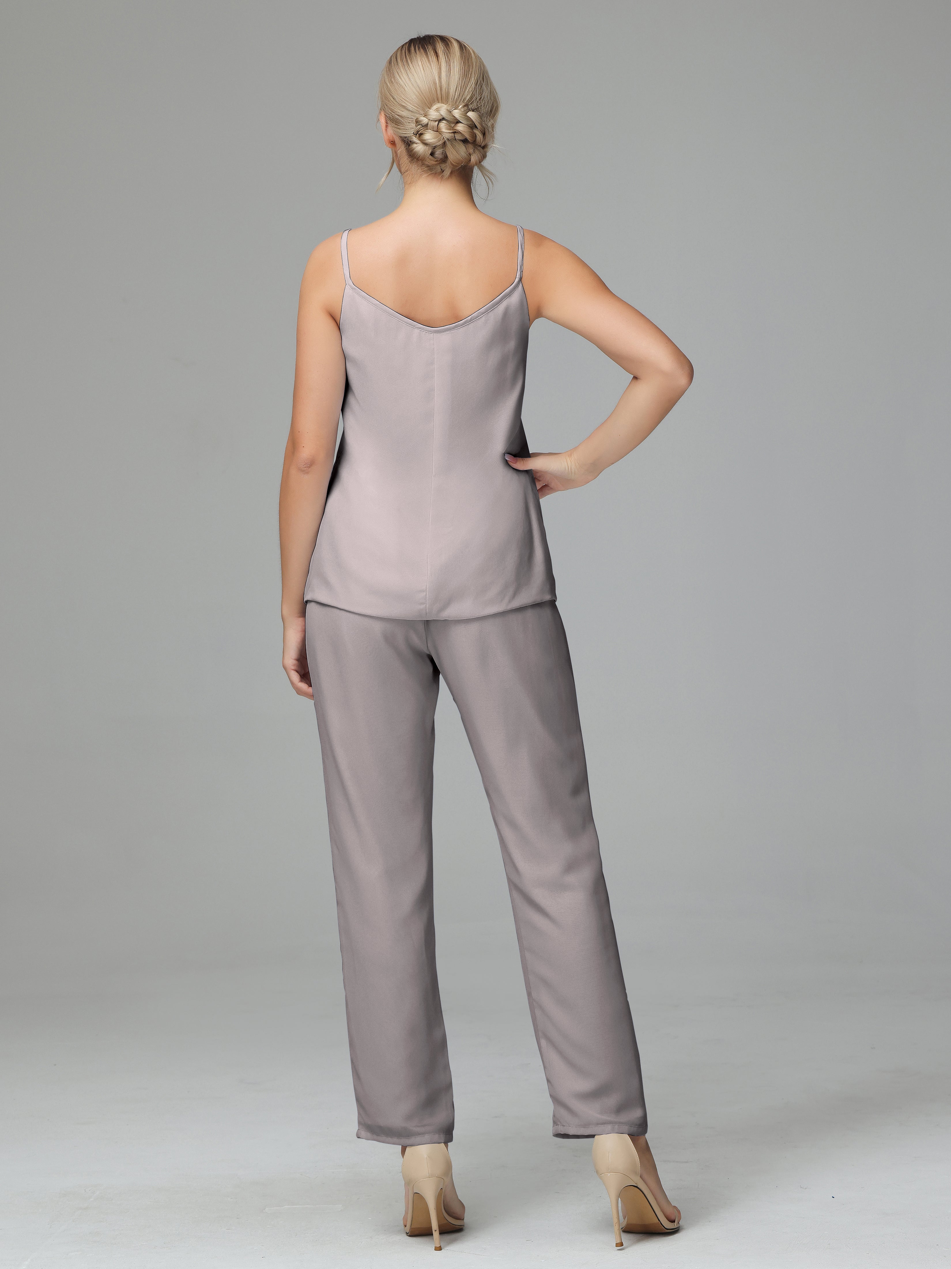 Pantsuit Separates Scoop Floor-Length Chiffon Mother of the Bride Dress