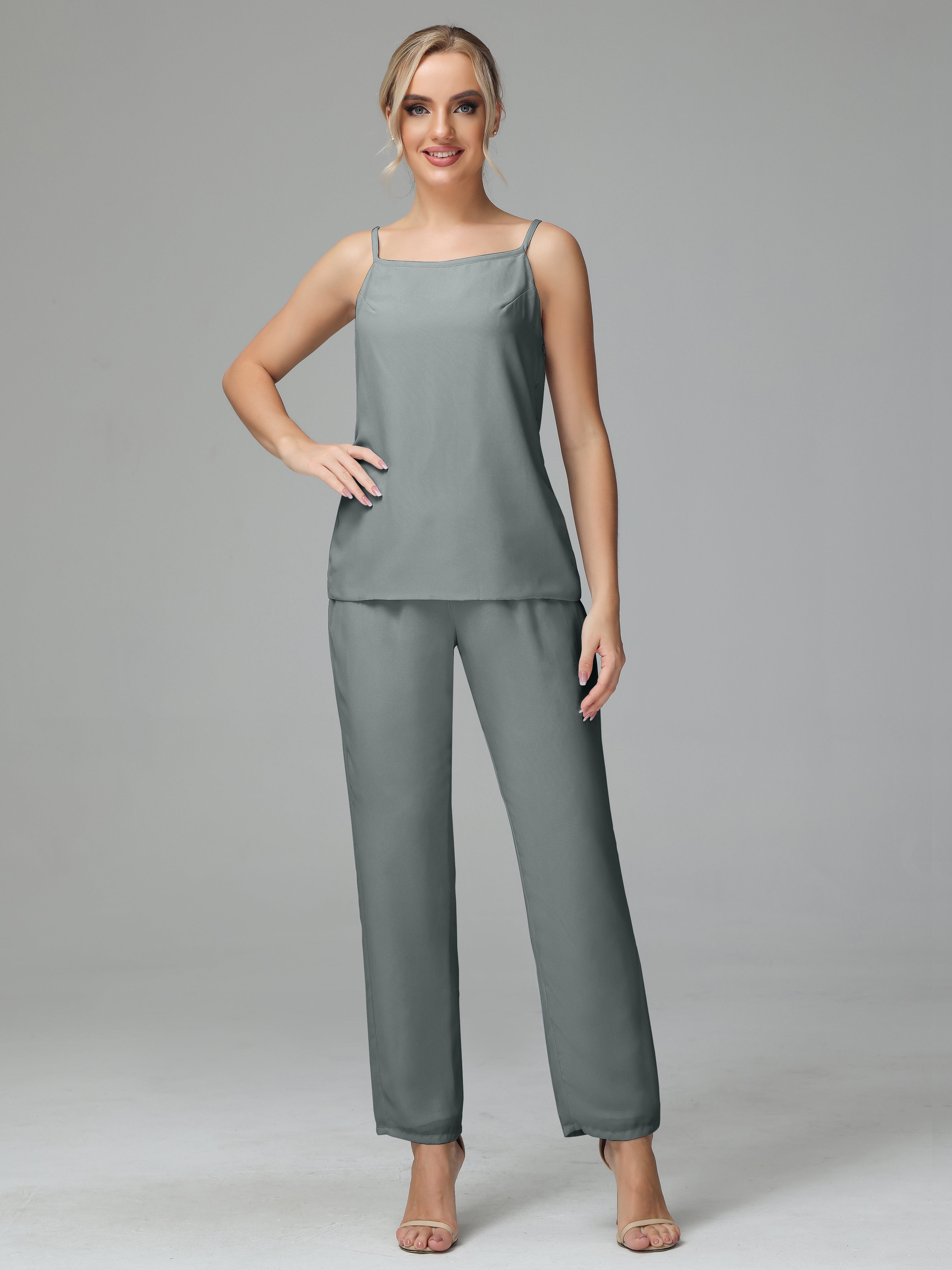 Pantsuit Separates Scoop Floor-Length Chiffon Mother of the Bride Dress