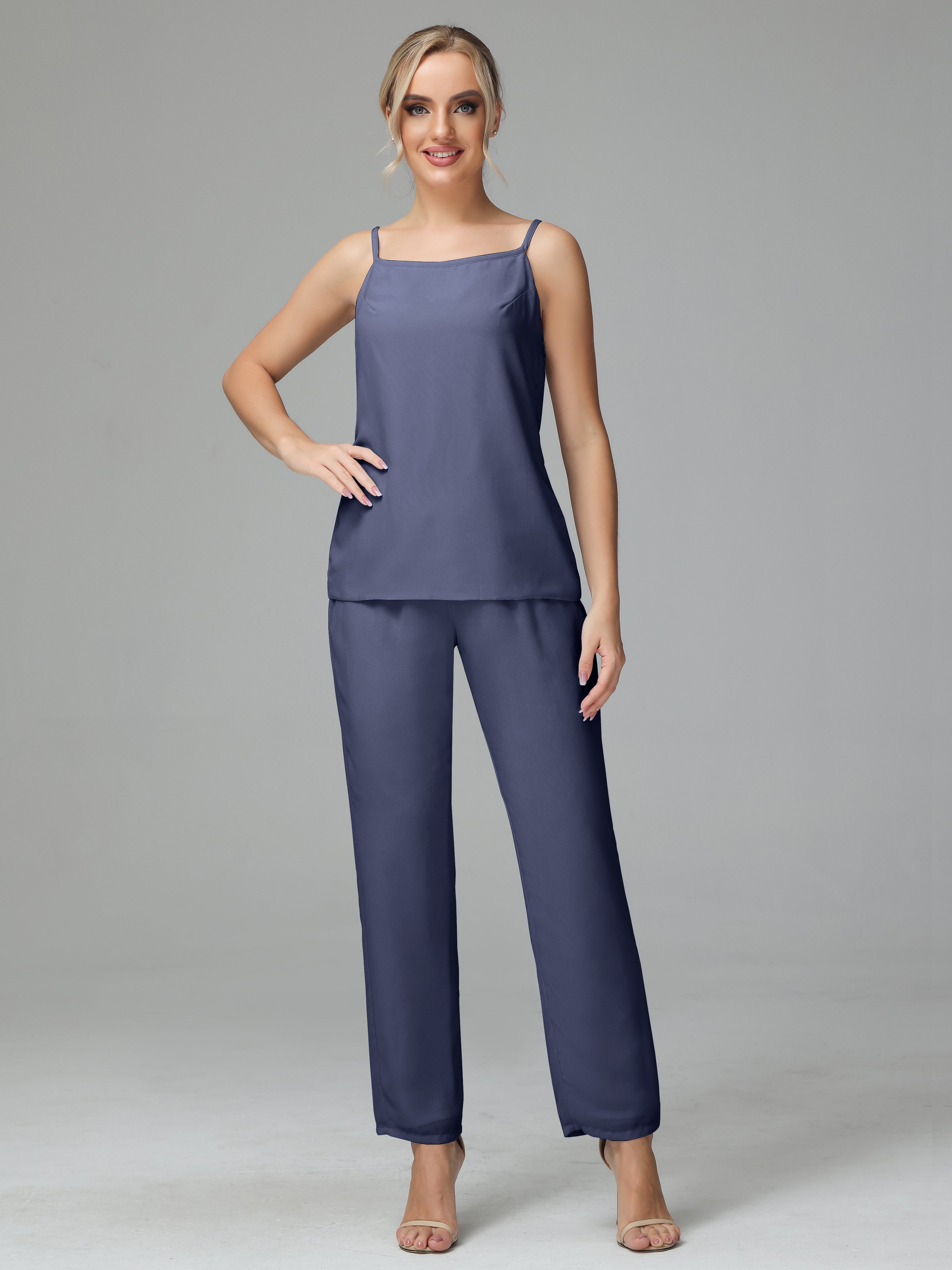 Pantsuit Separates Scoop Floor-Length Chiffon Mother of the Bride Dress