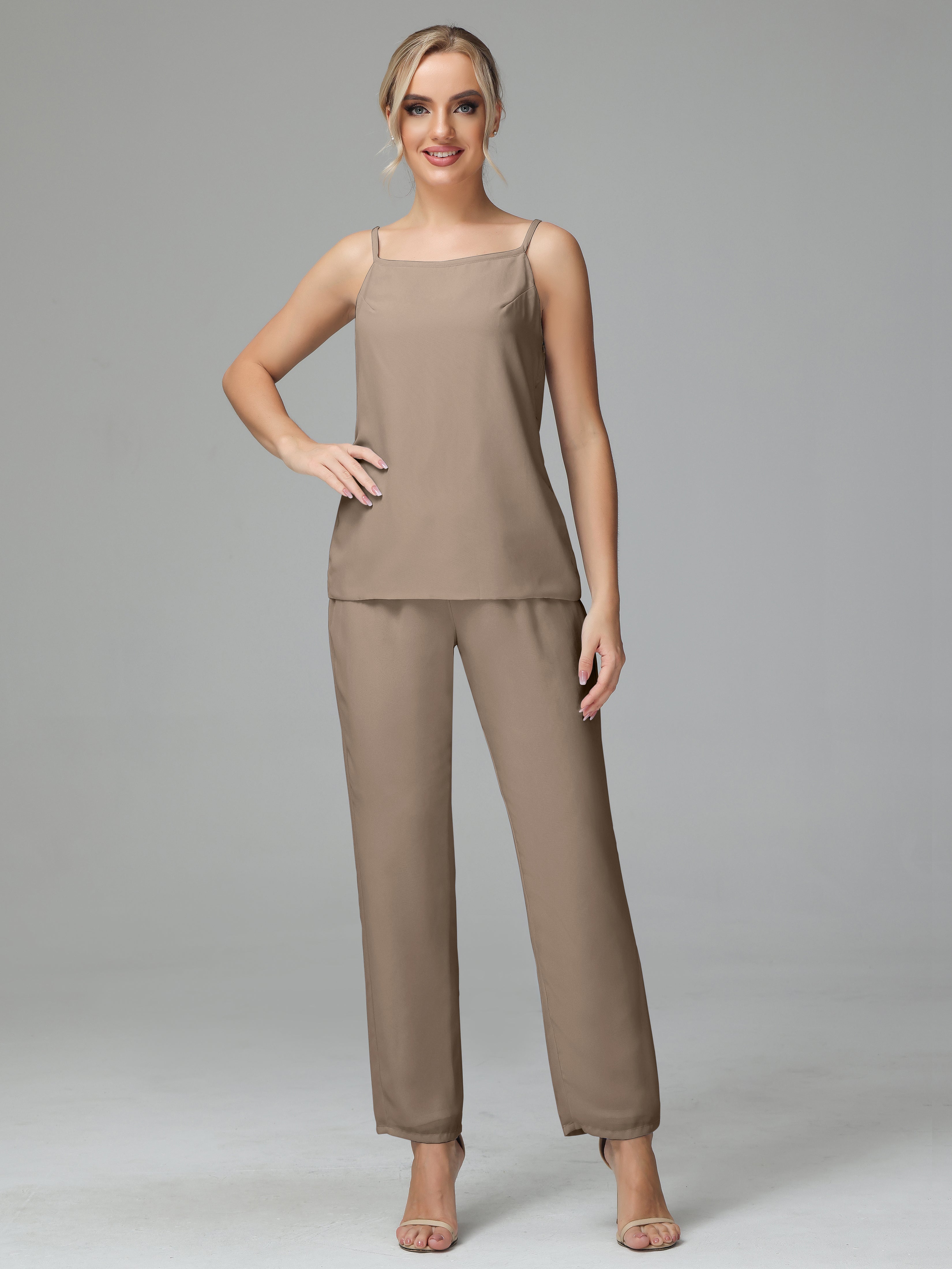 Pantsuit Separates Scoop Floor-Length Chiffon Mother of the Bride Dress