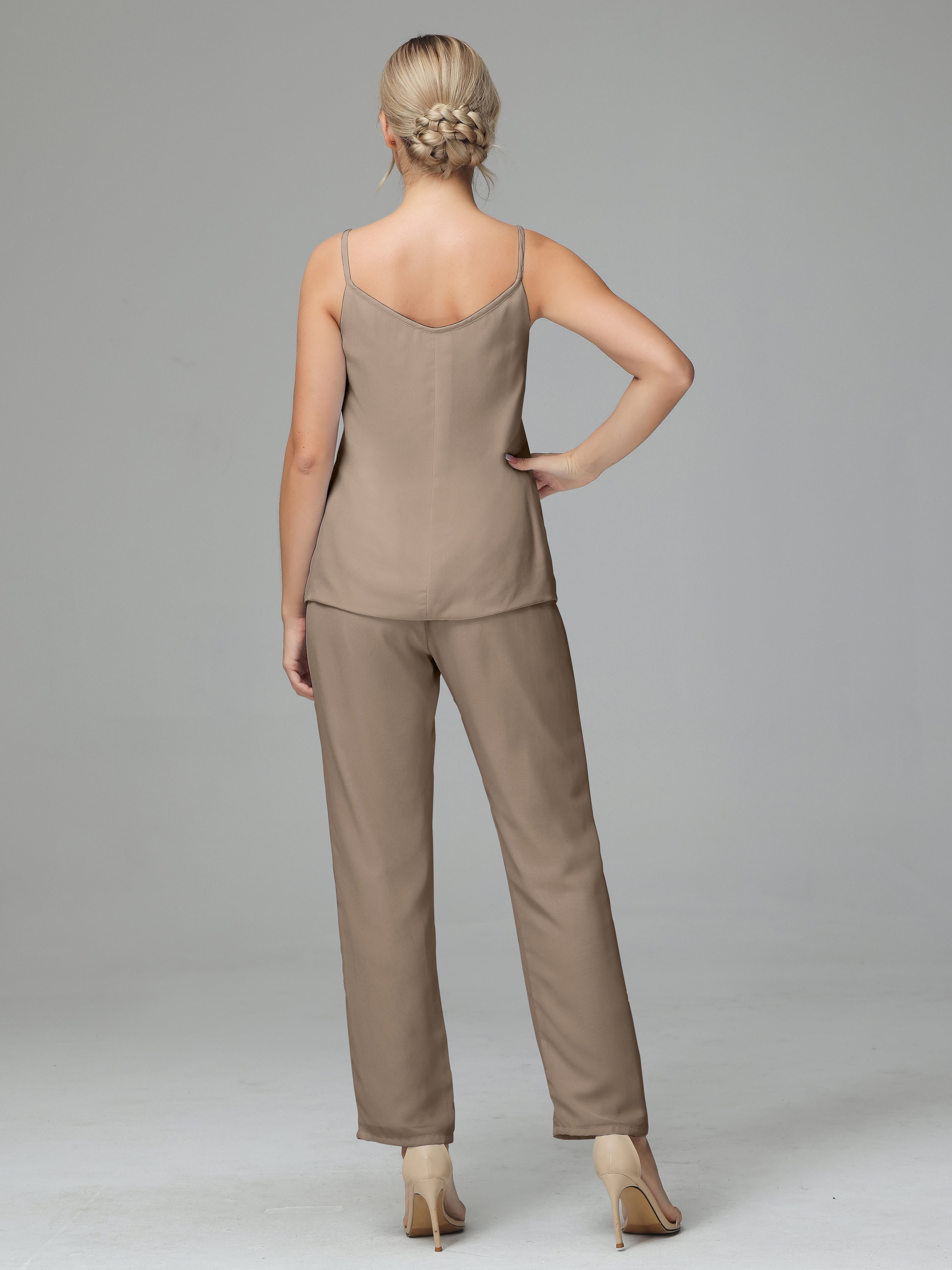 Pantsuit Separates Scoop Floor-Length Chiffon Mother of the Bride Dress