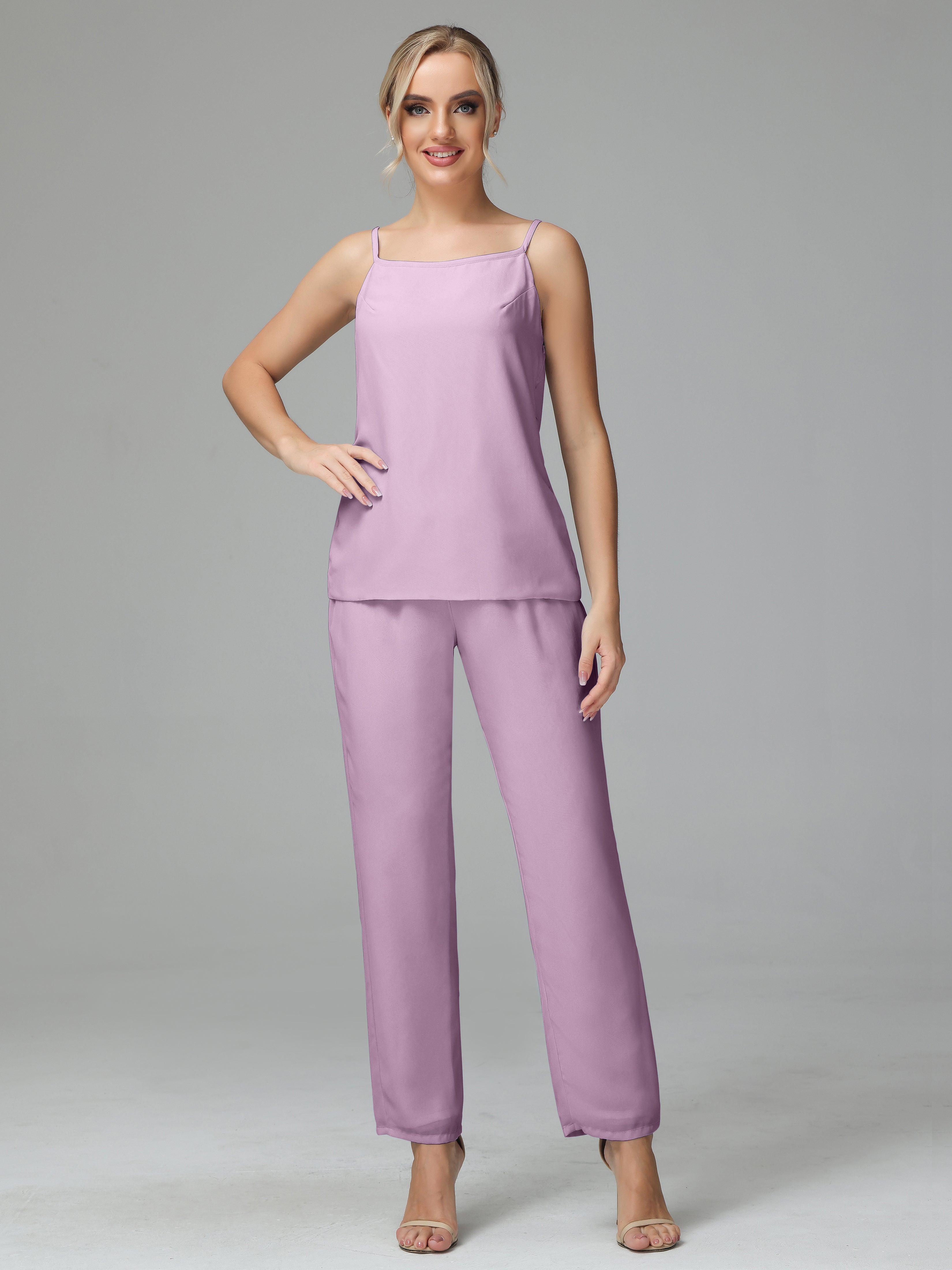 Pantsuit Separates Scoop Floor-Length Chiffon Mother of the Bride Dress