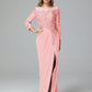 Round Neck Chiffon Mother of the Bride Dress With Split