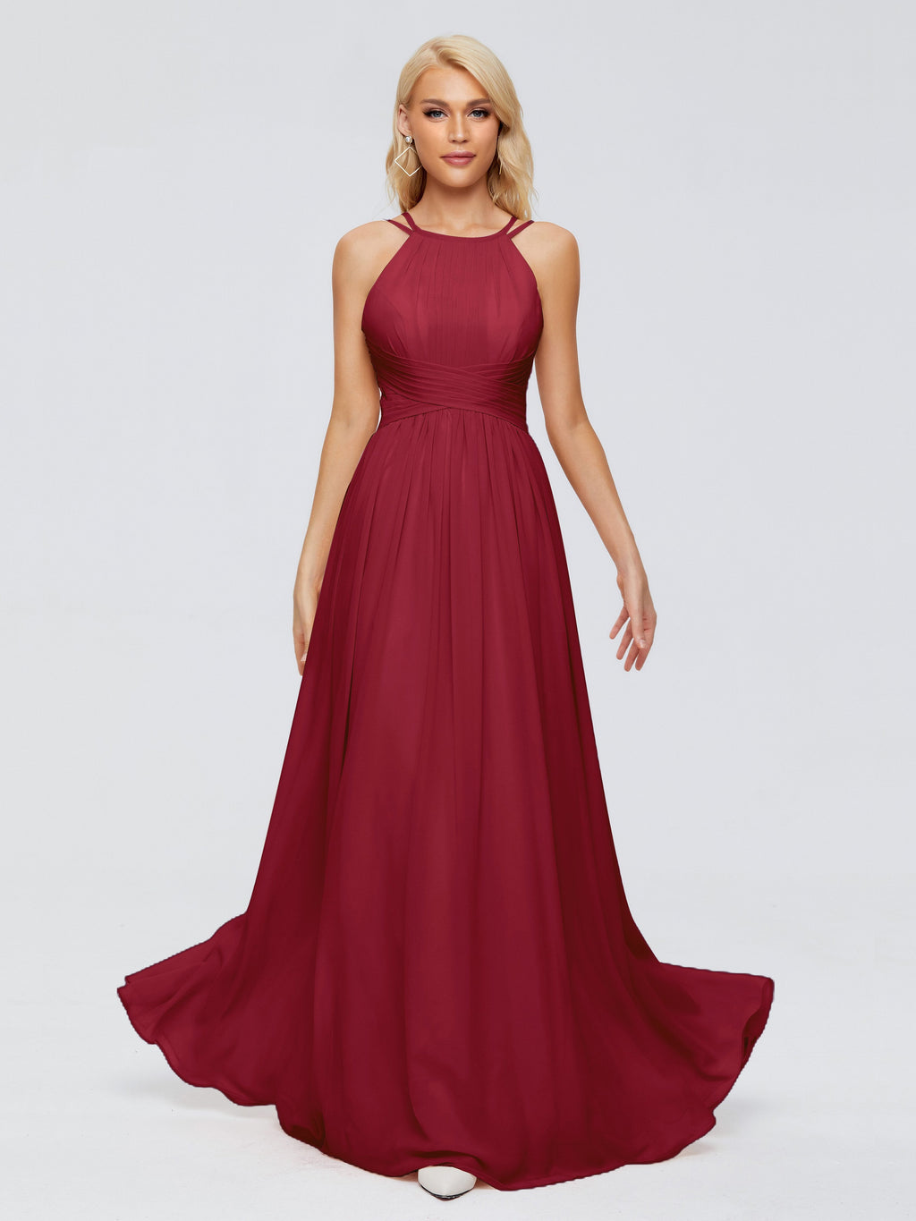 princess polly baby blue dress Burgundy Bridesmaid Dress Sara Modest Ruched Chiffon Bridesmaid Dresse