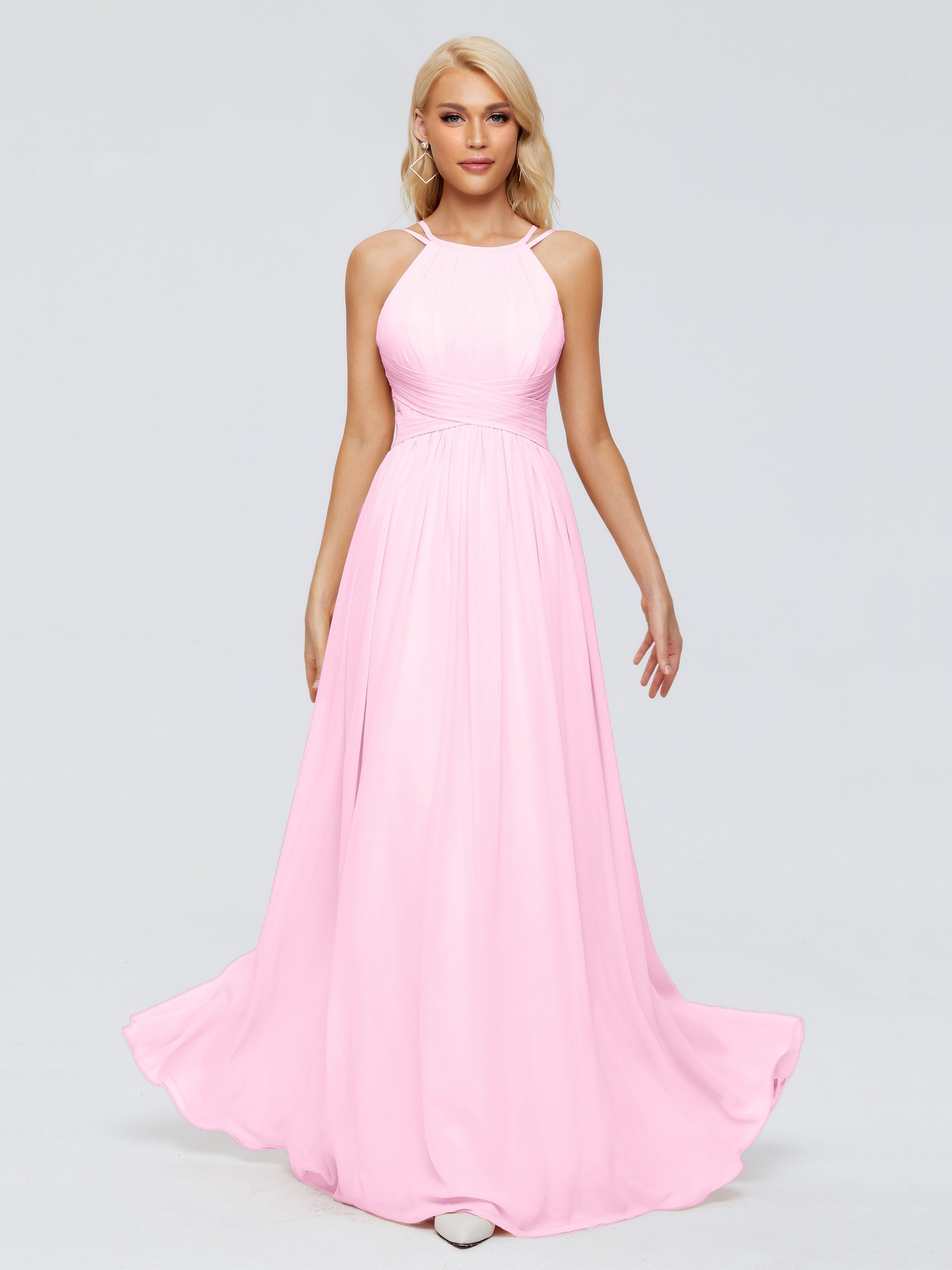 Dusk Bridesmaid Sara Modest Ruched Chiffon Bridesmaid Dresses Bridesmaids Halter Dresses