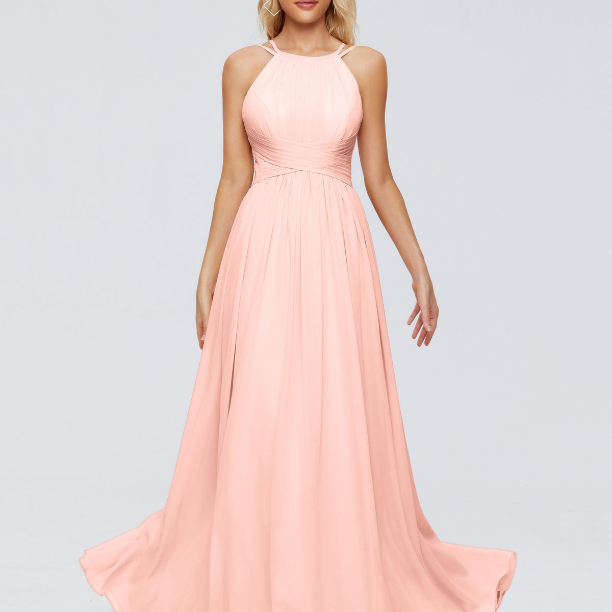 modest coral bridesmaid dresses ZAPAKA Women Convertible Bridesmaid Dress Blue Satin Wedding Party Dress with Slit main image 0
