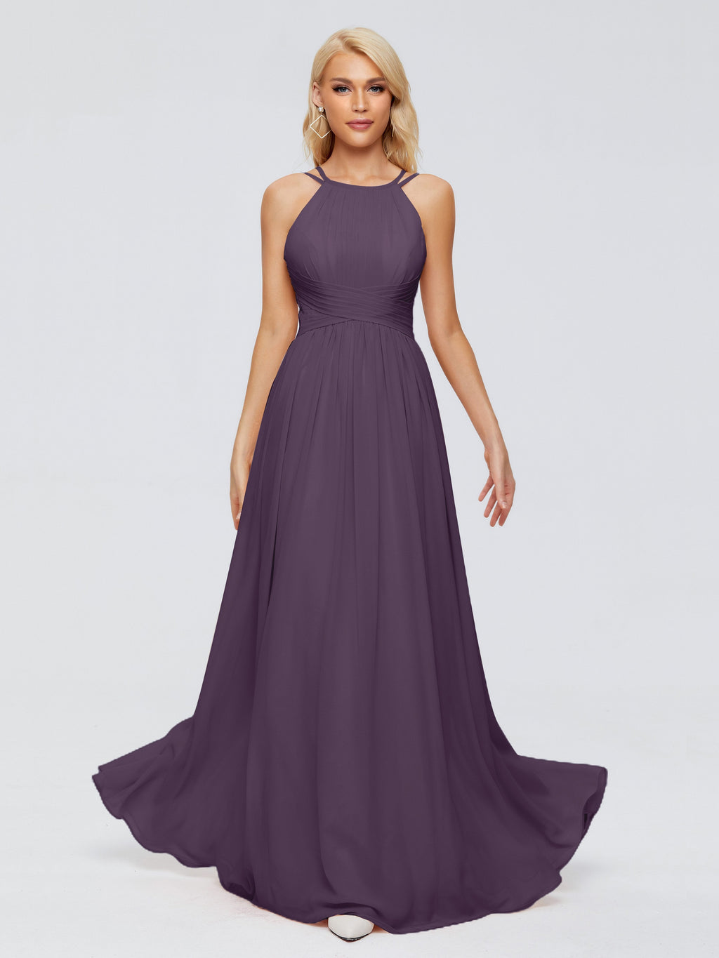 modest plum bridesmaid dresses Bridesmaid Dresses In Plum Sara Modest Ruched Chiffon Bridesmaid Dress