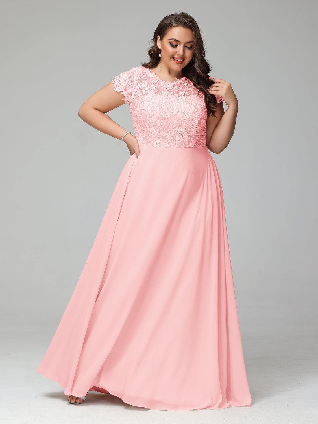 Open Back Chiffon and Lace Sexy Gowns Moss