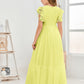 Short Sleeves Floor Length Chiffon Junior Bridesmaid Dress