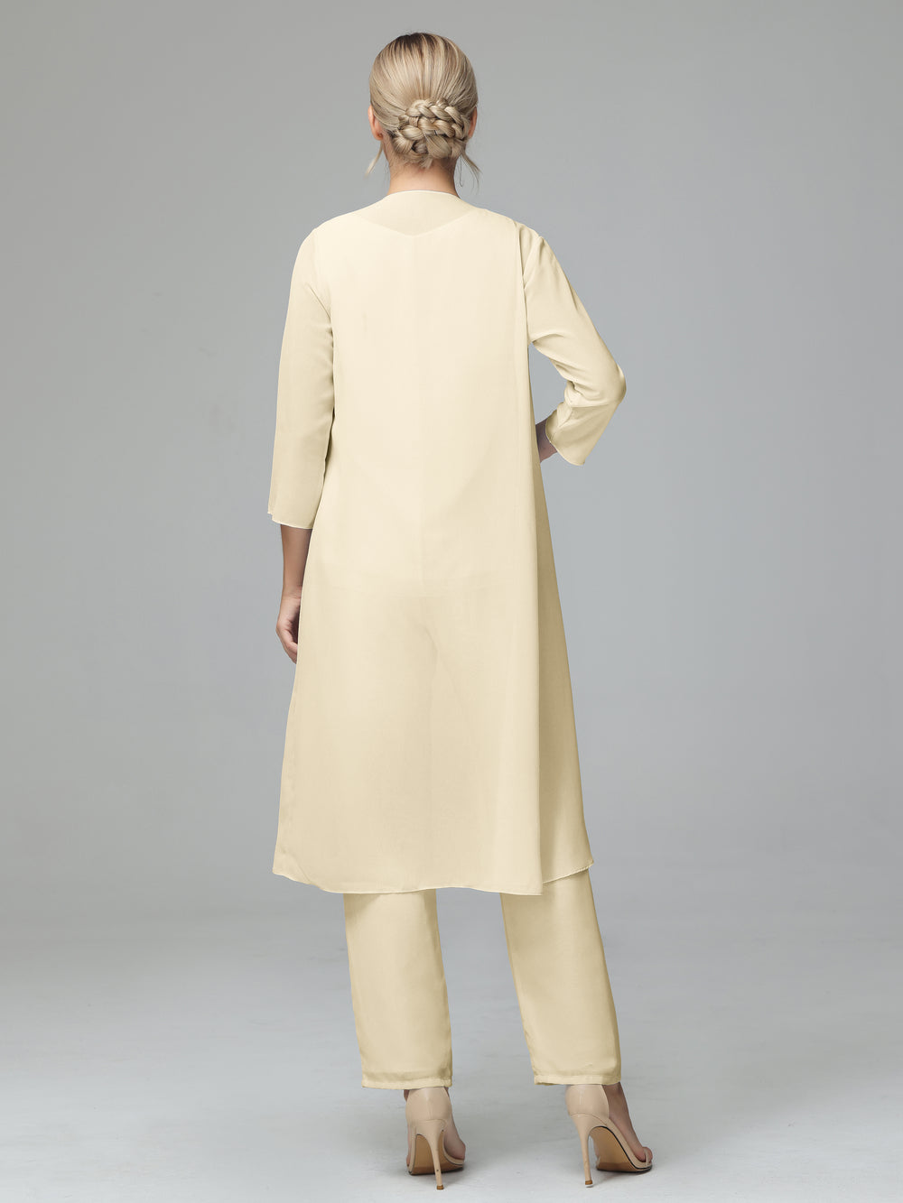 Elegant 3-Piece Chiffon Mother of the Bride Pant Suits with Jacket Formal Wedding Guest