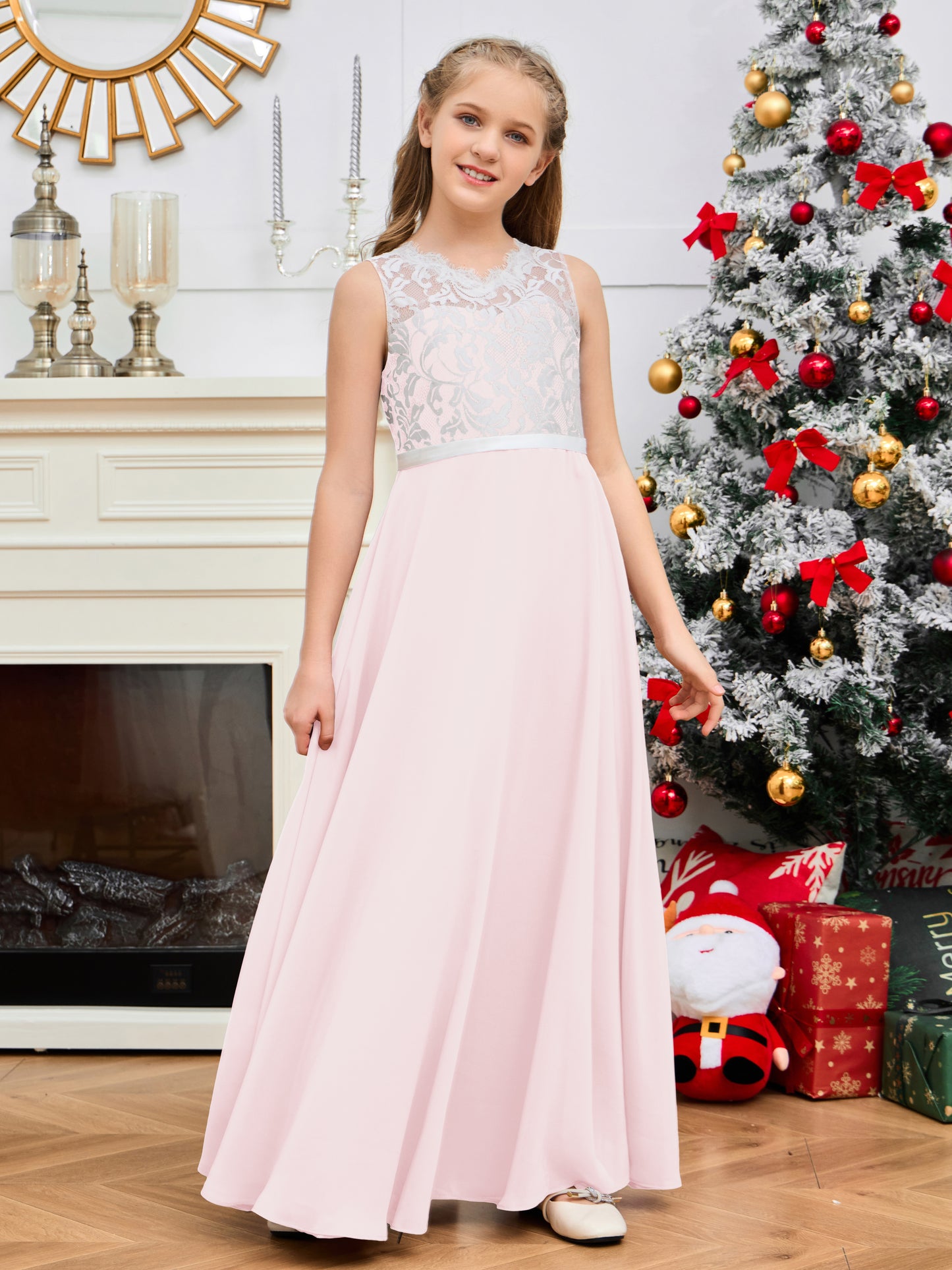Sleeveless Lace Junior Bridesmaid Dress