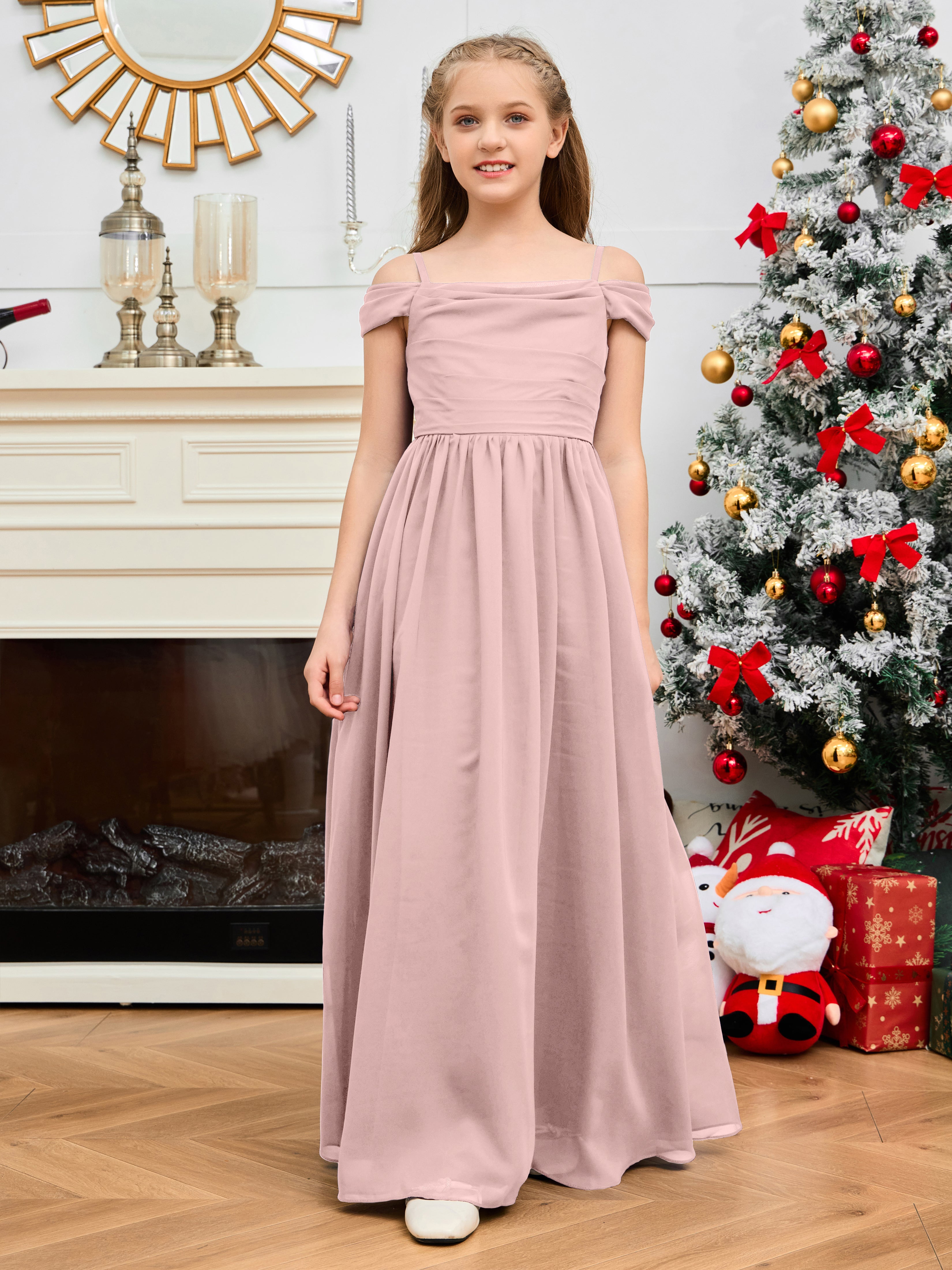 Spaghetti Straps Chiffon Junior Bridesmaid Dress