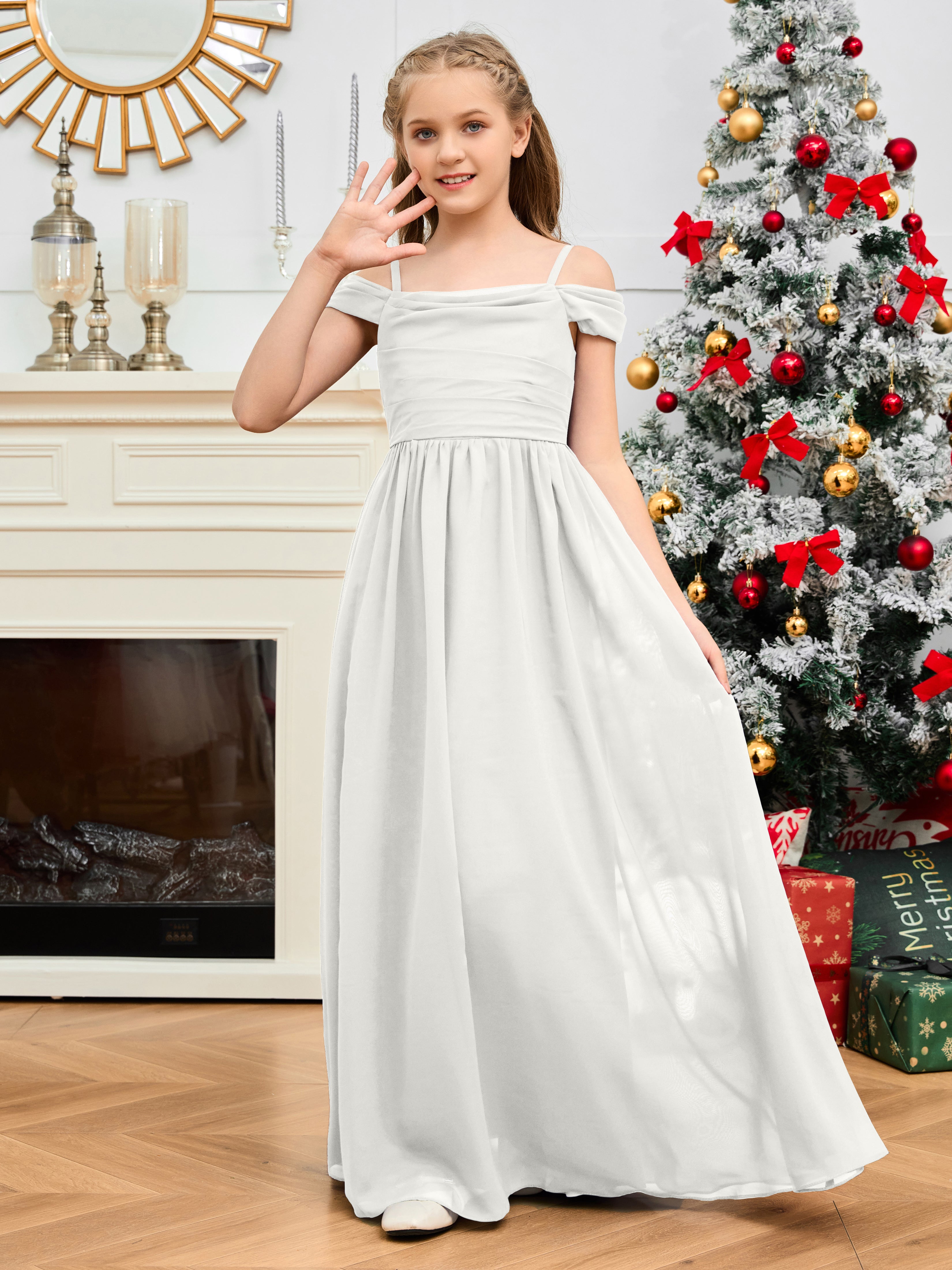 Spaghetti Straps Chiffon Junior Bridesmaid Dress