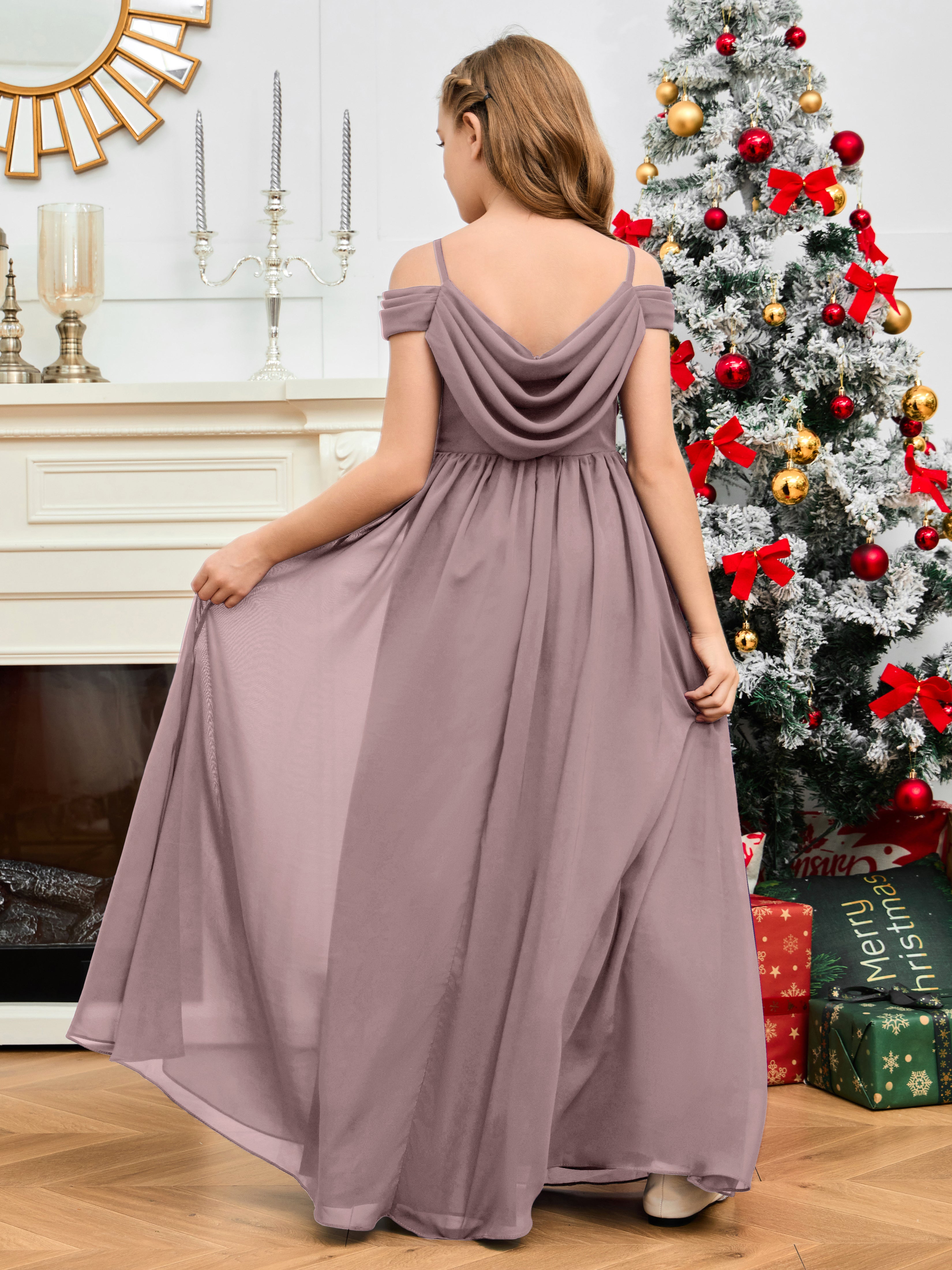Spaghetti Straps Chiffon Junior Bridesmaid Dress