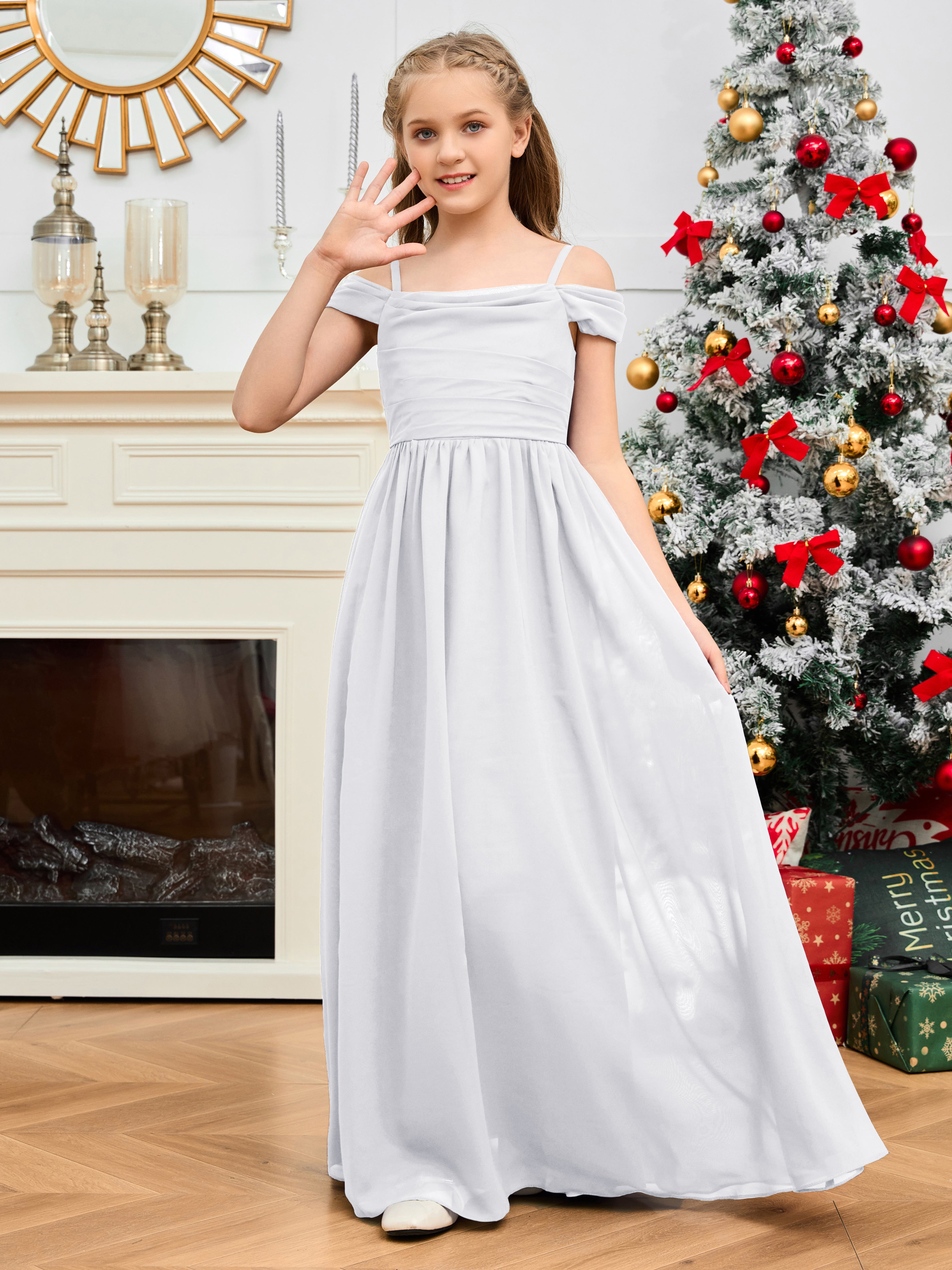 Spaghetti Straps Chiffon Junior Bridesmaid Dress