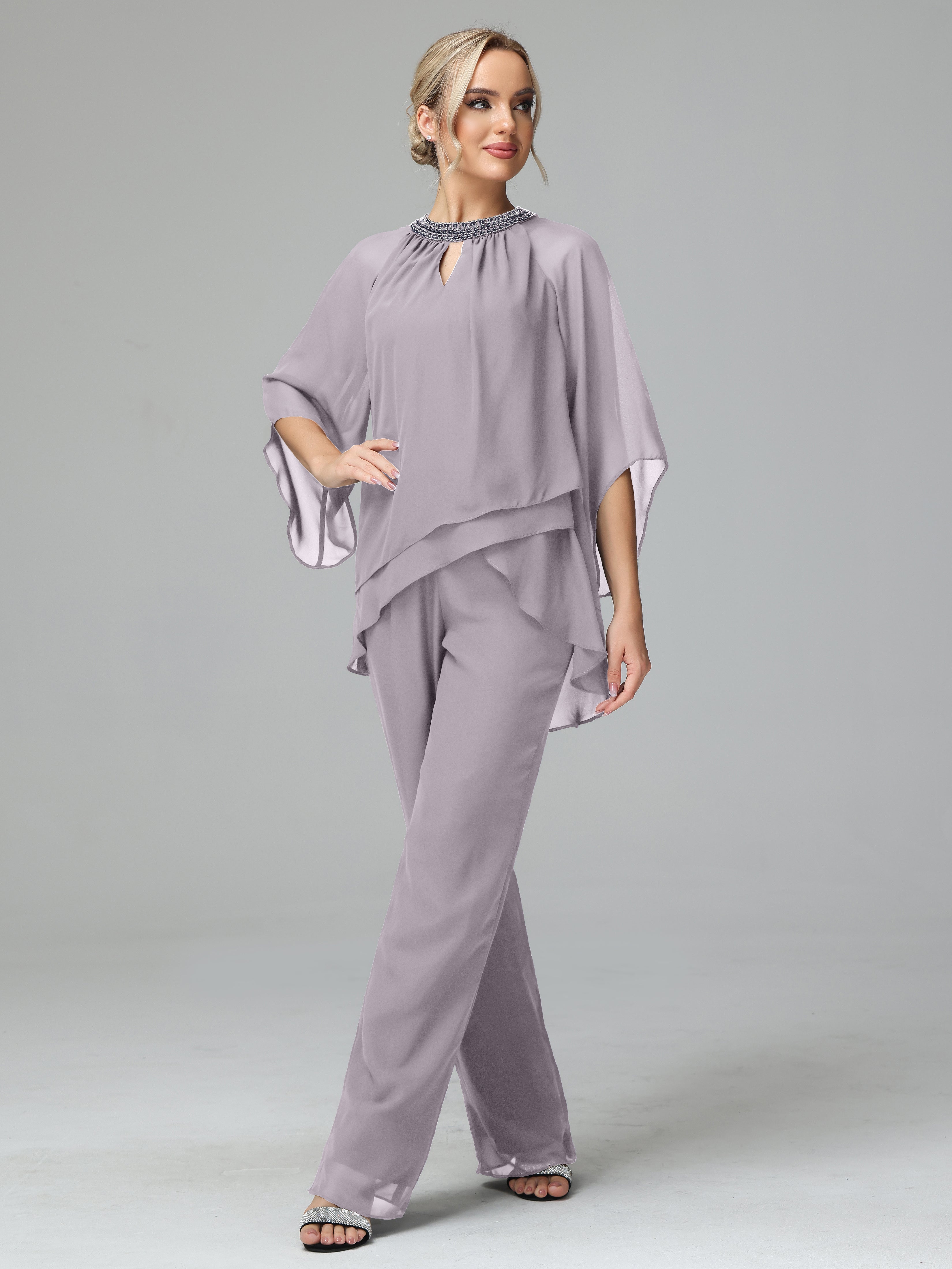 Special Chiffon Mother Of The Bride Dress Pants Suits With Beading