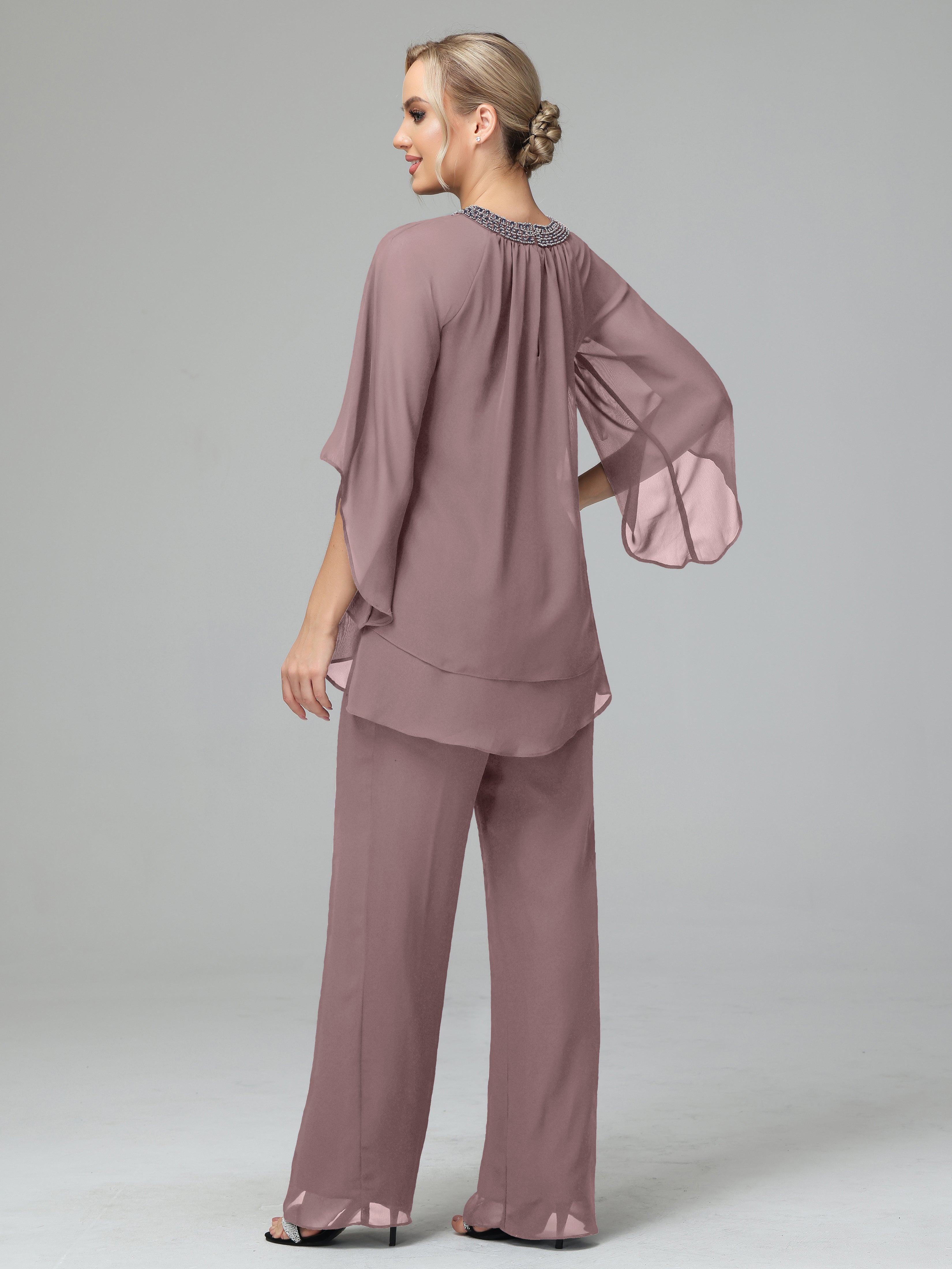 Special Chiffon Mother Of The Bride Dress Pants Suits With Beading