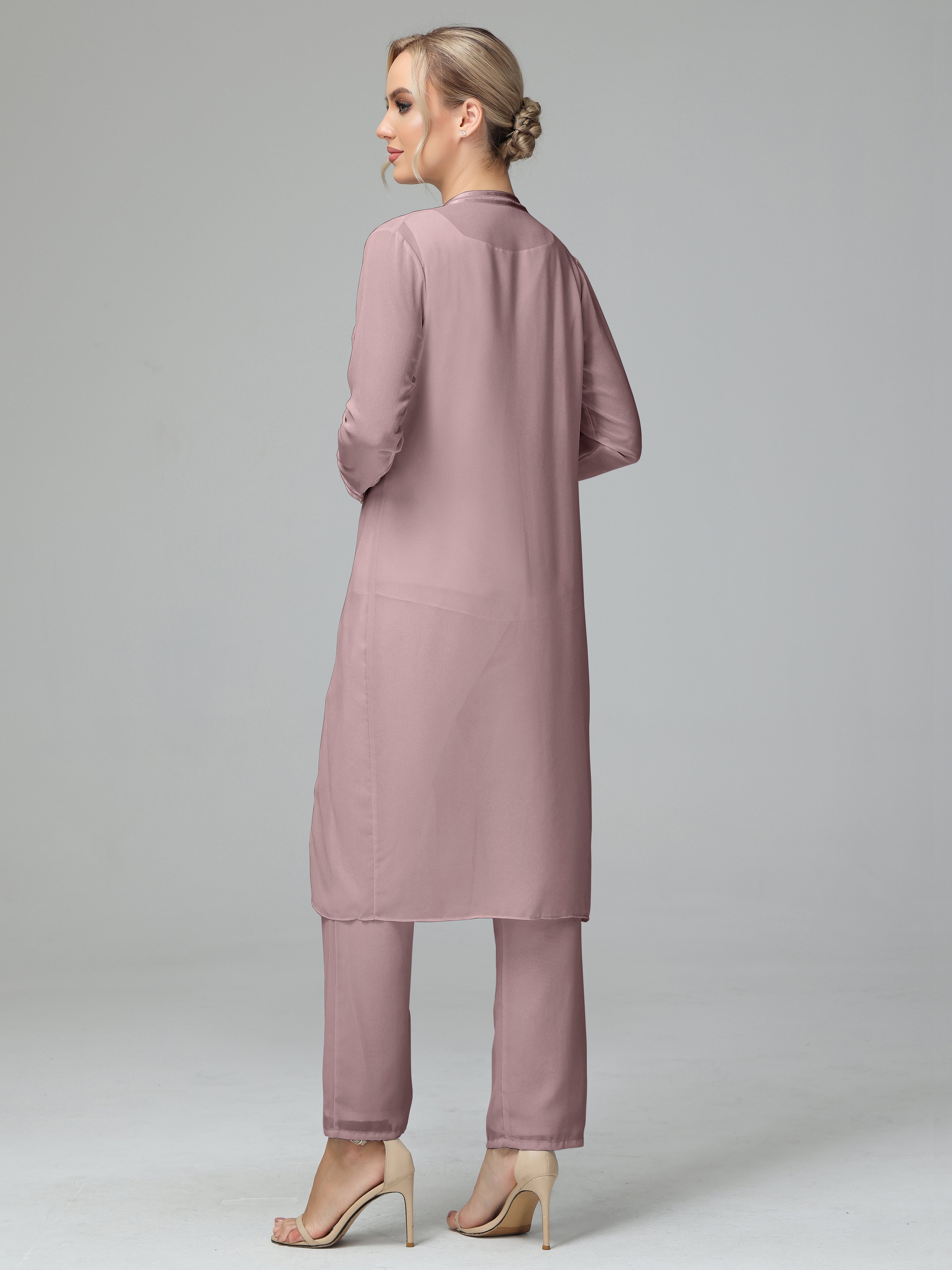 Special Long Sleeves Chiffon Mother Of The Bride Dress Pants Suits