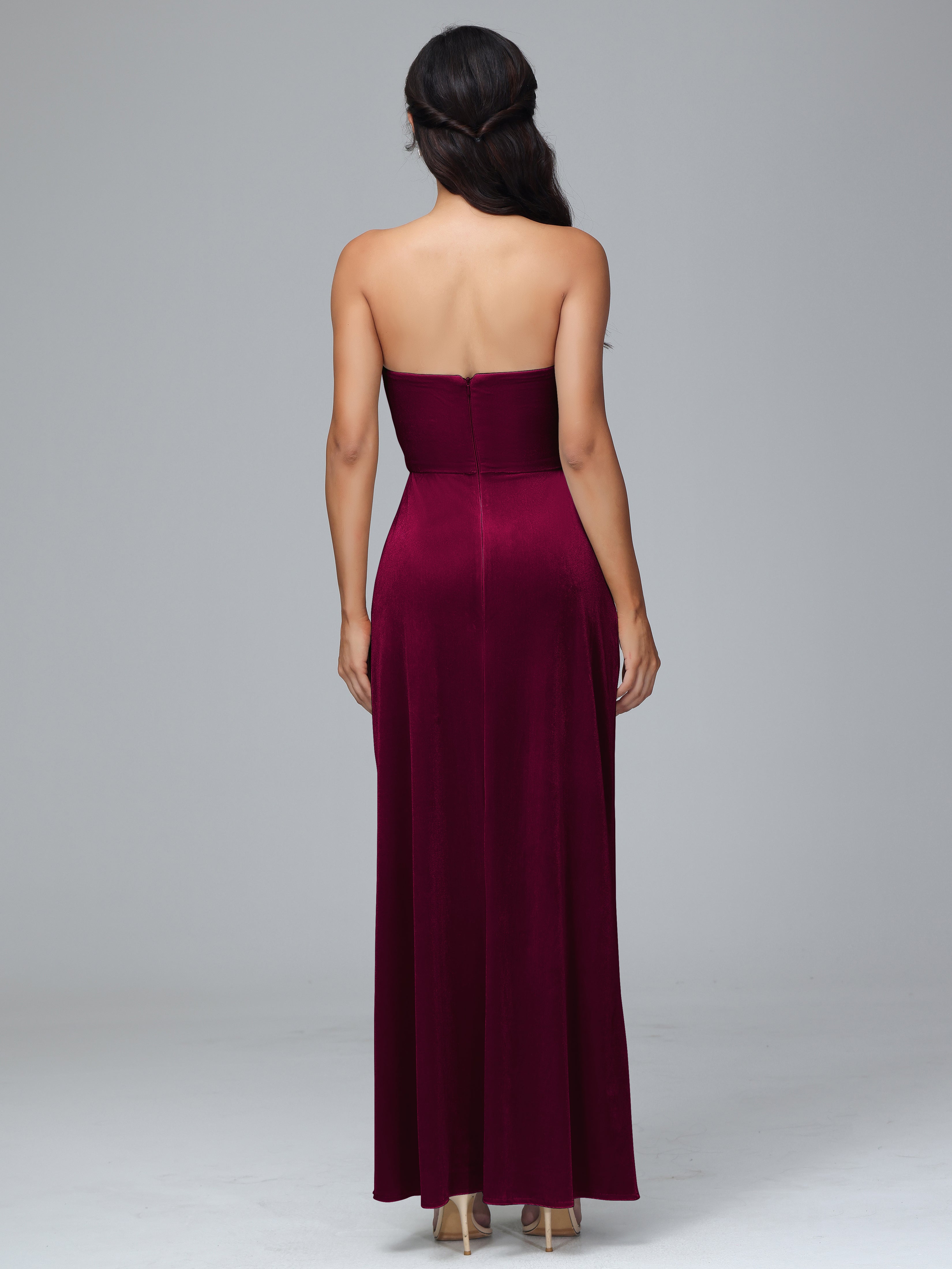 Strapless Backless Velvet Bridesmaid Dresses