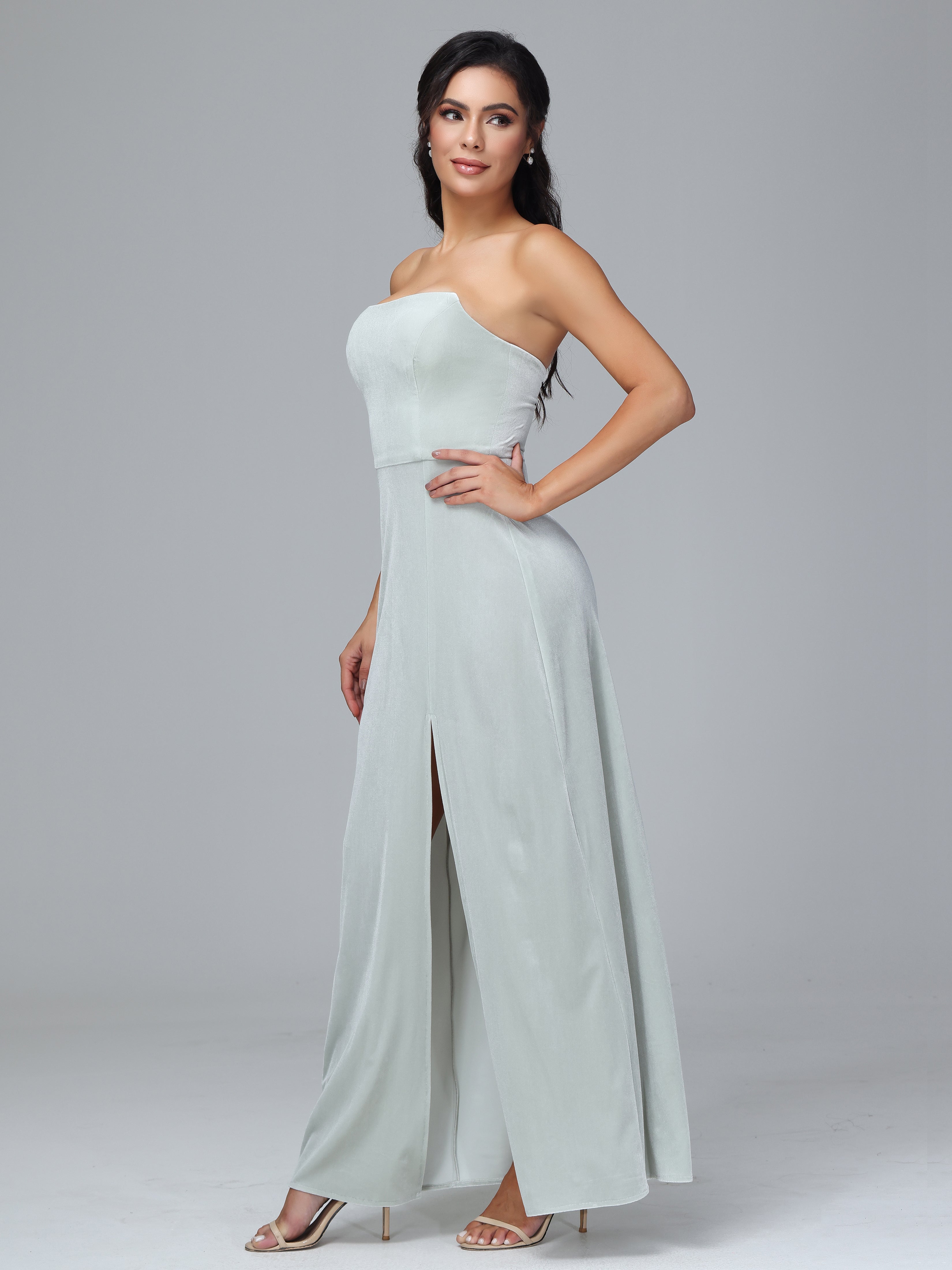 Strapless Backless Velvet Bridesmaid Dresses