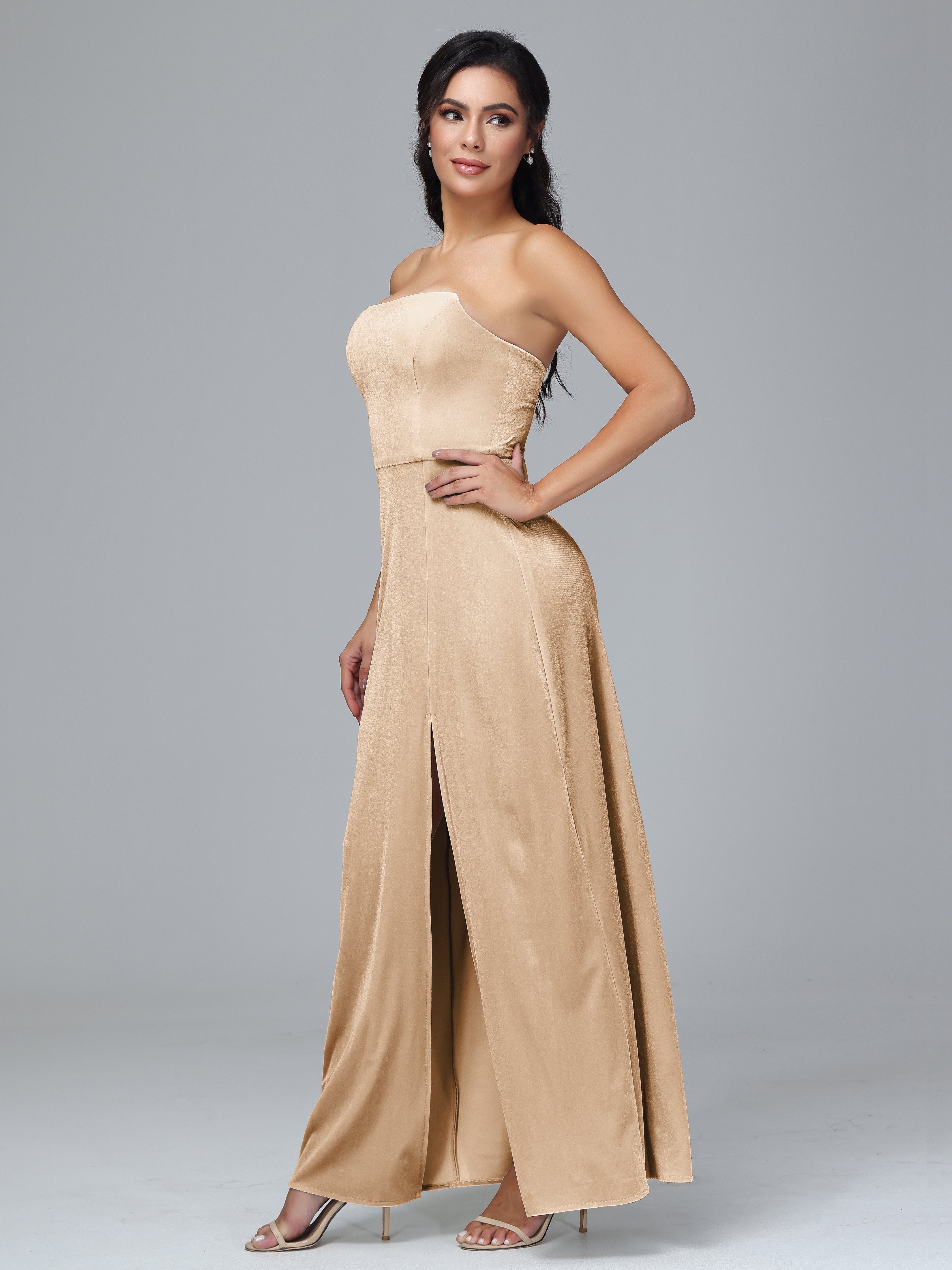 Strapless Backless Velvet Bridesmaid Dresses