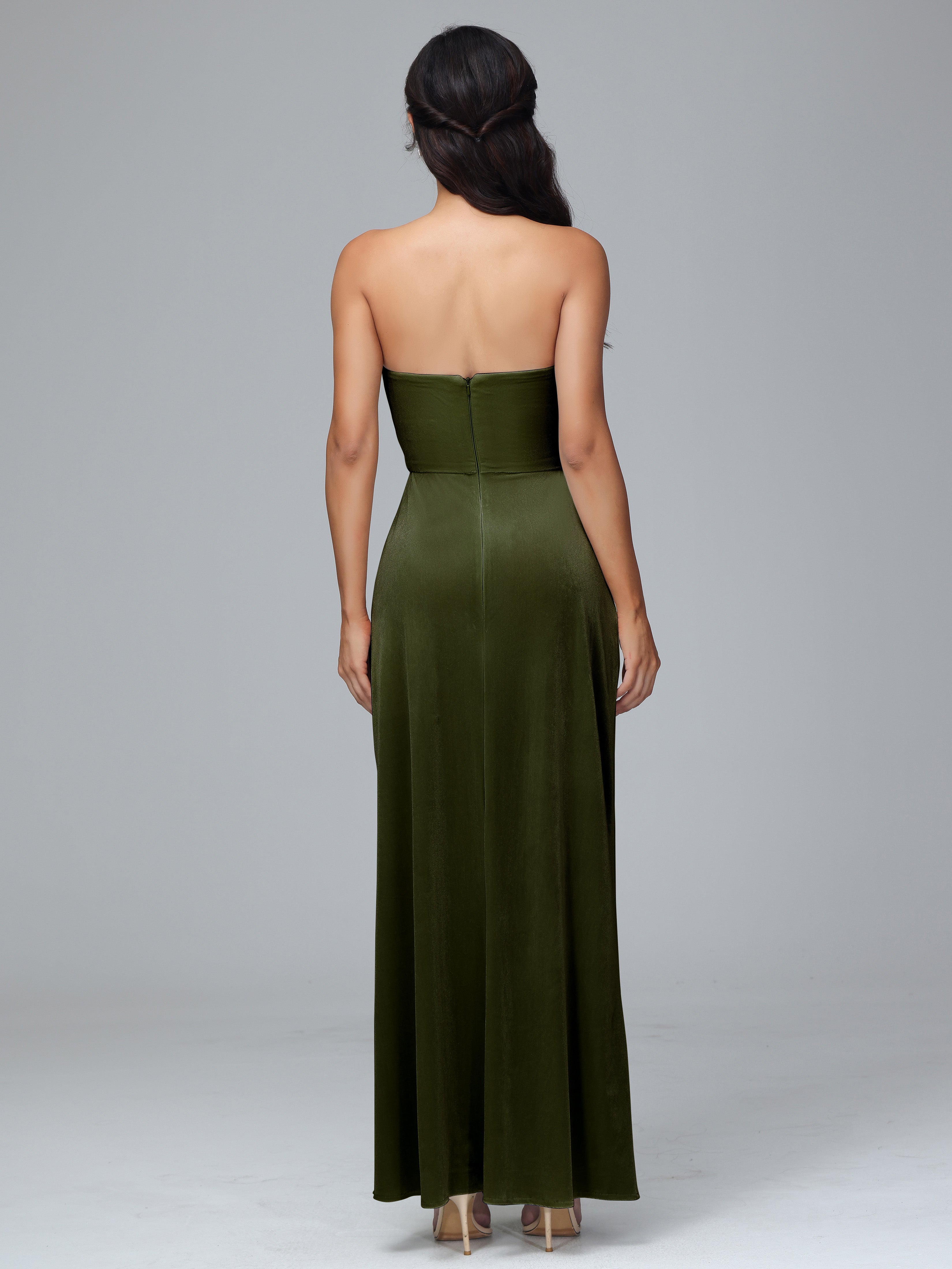 Strapless Backless Velvet Bridesmaid Dresses