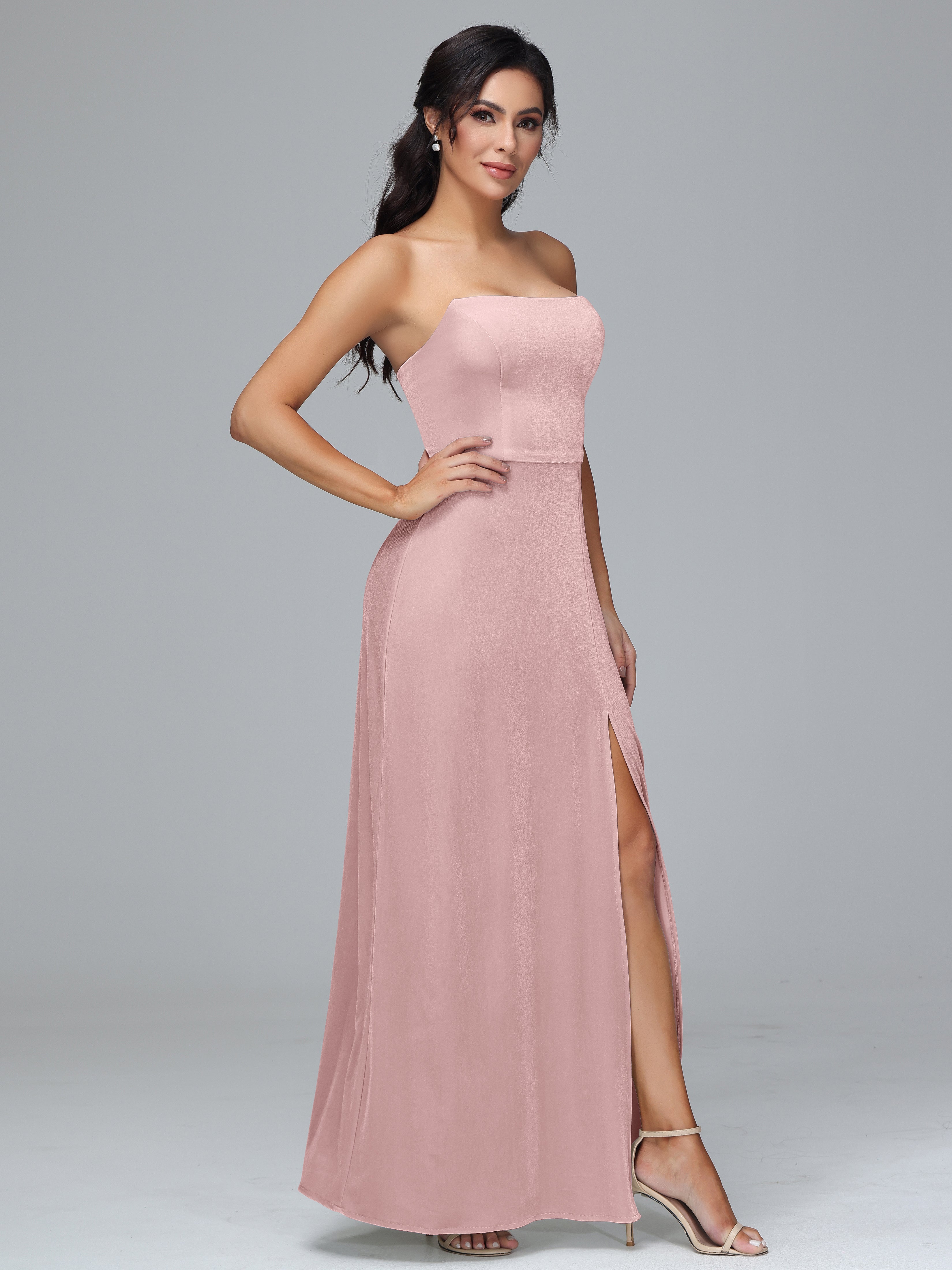 Strapless Backless Velvet Bridesmaid Dresses