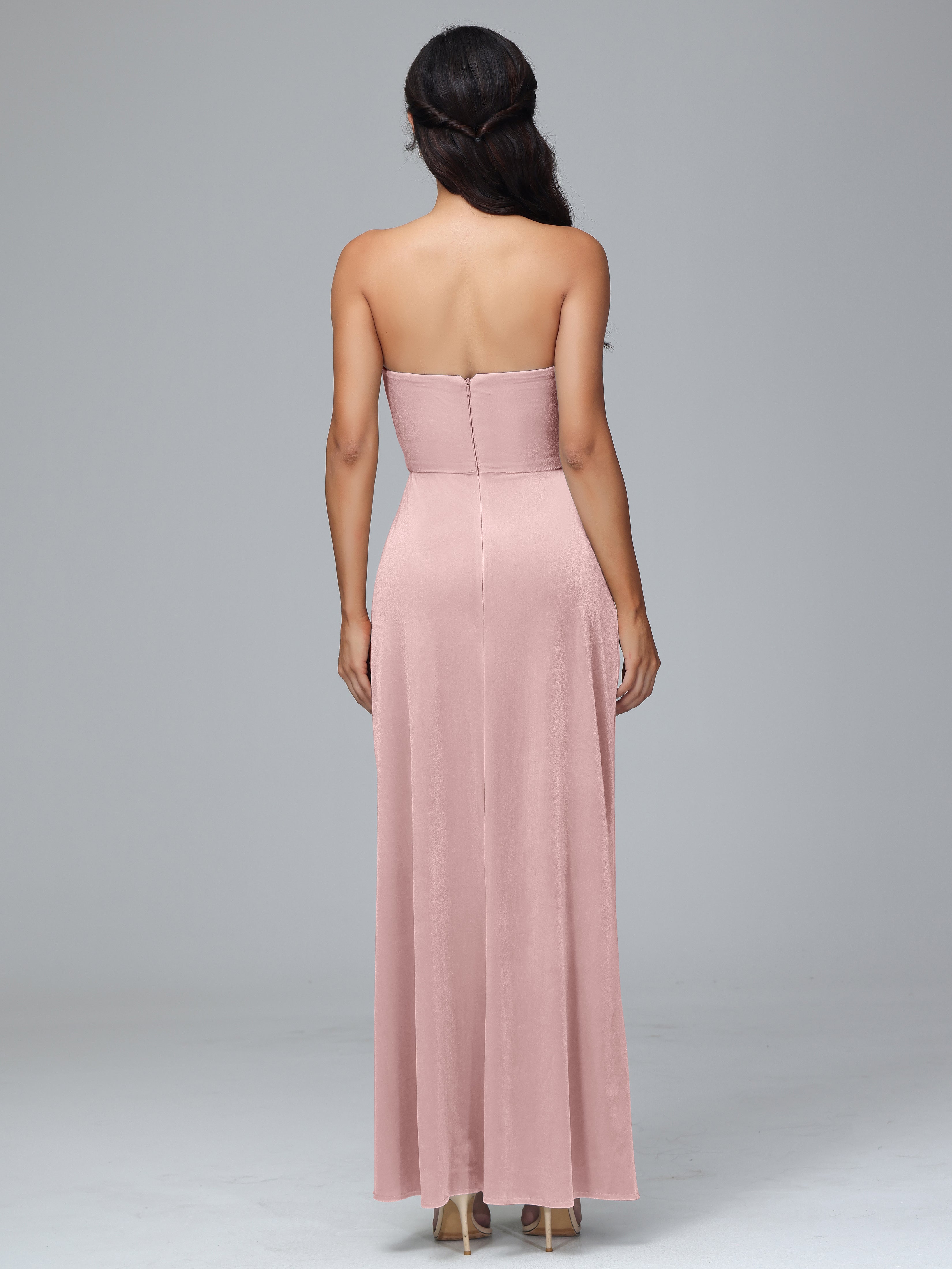 Strapless Backless Velvet Bridesmaid Dresses